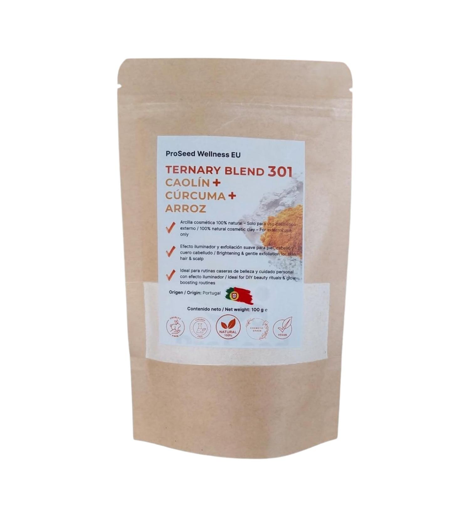 White kaolin clay + turmeric + rice - Brightening anti-blemish and skin-care face mask - 100% natural | Ternary Blend 301 - 100 g - Buy Online on GoSupps.com