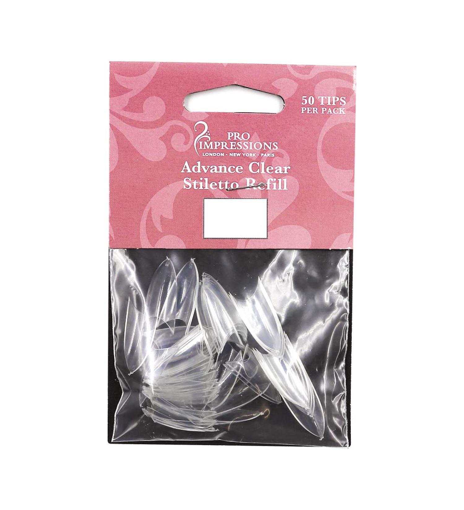 Pro Impressions Advance Clear Stiletto 50 Nail Tips Size 7