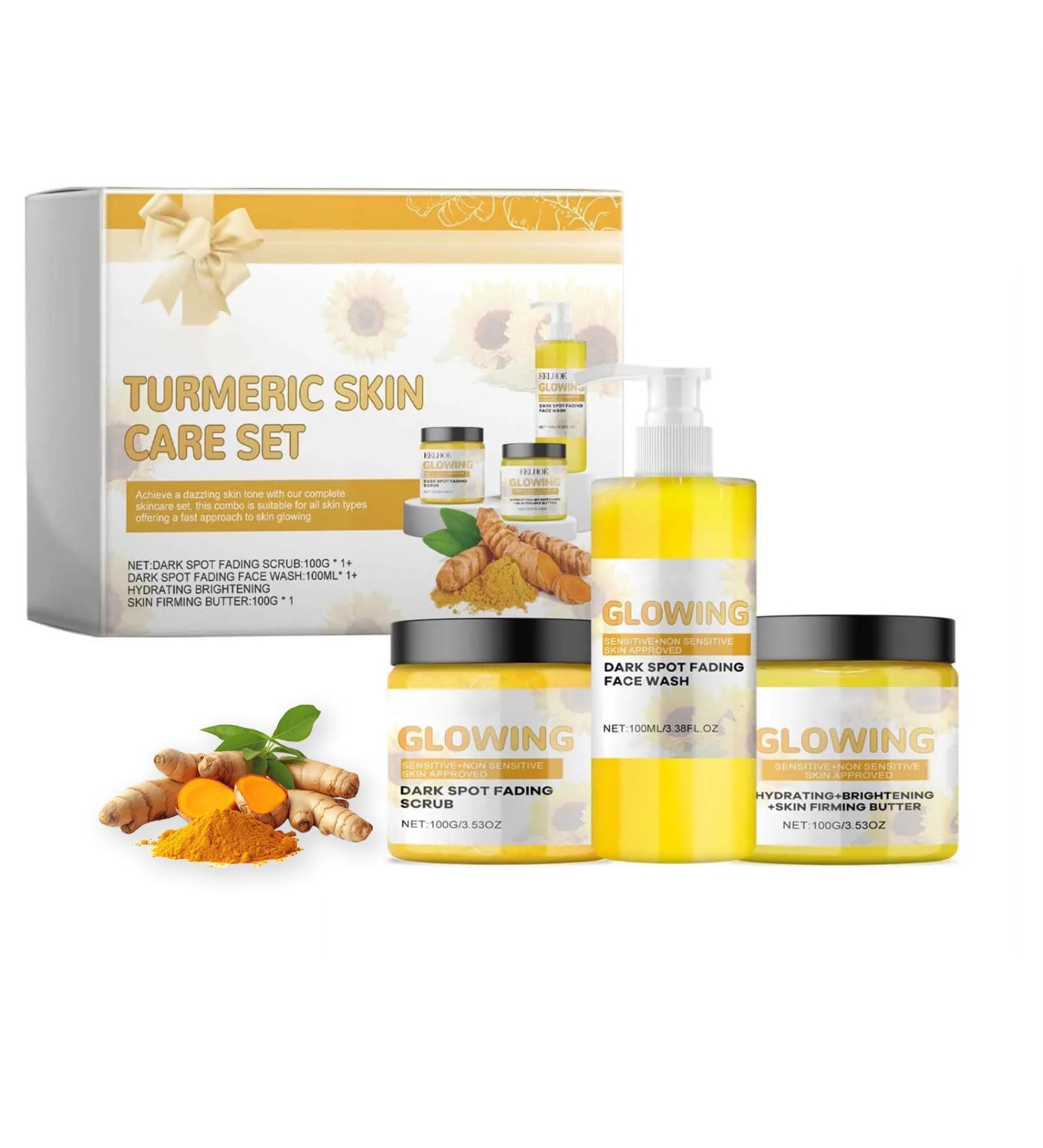 Turmeric Glow Combo Skincare Set - Face Wash Scrub & Moisturizer for Radiant Skin | Perfect for Men & Women - Buy Online on GoSupps.com