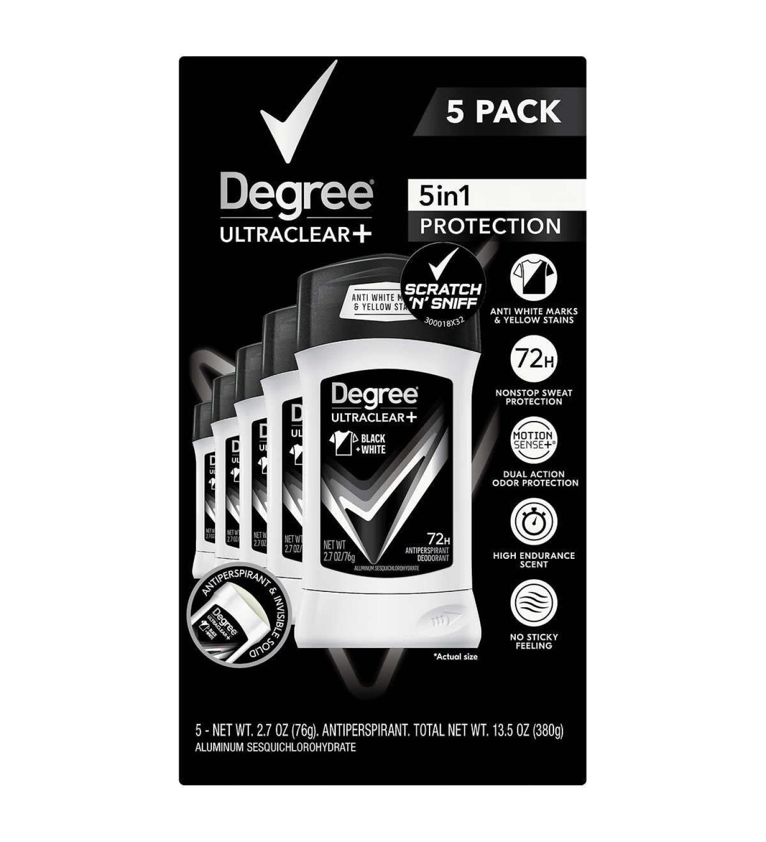 Degree Men UltraClear+ Antiperspirant Deodorant Black & White 5-pack - Buy Online on GoSupps.com