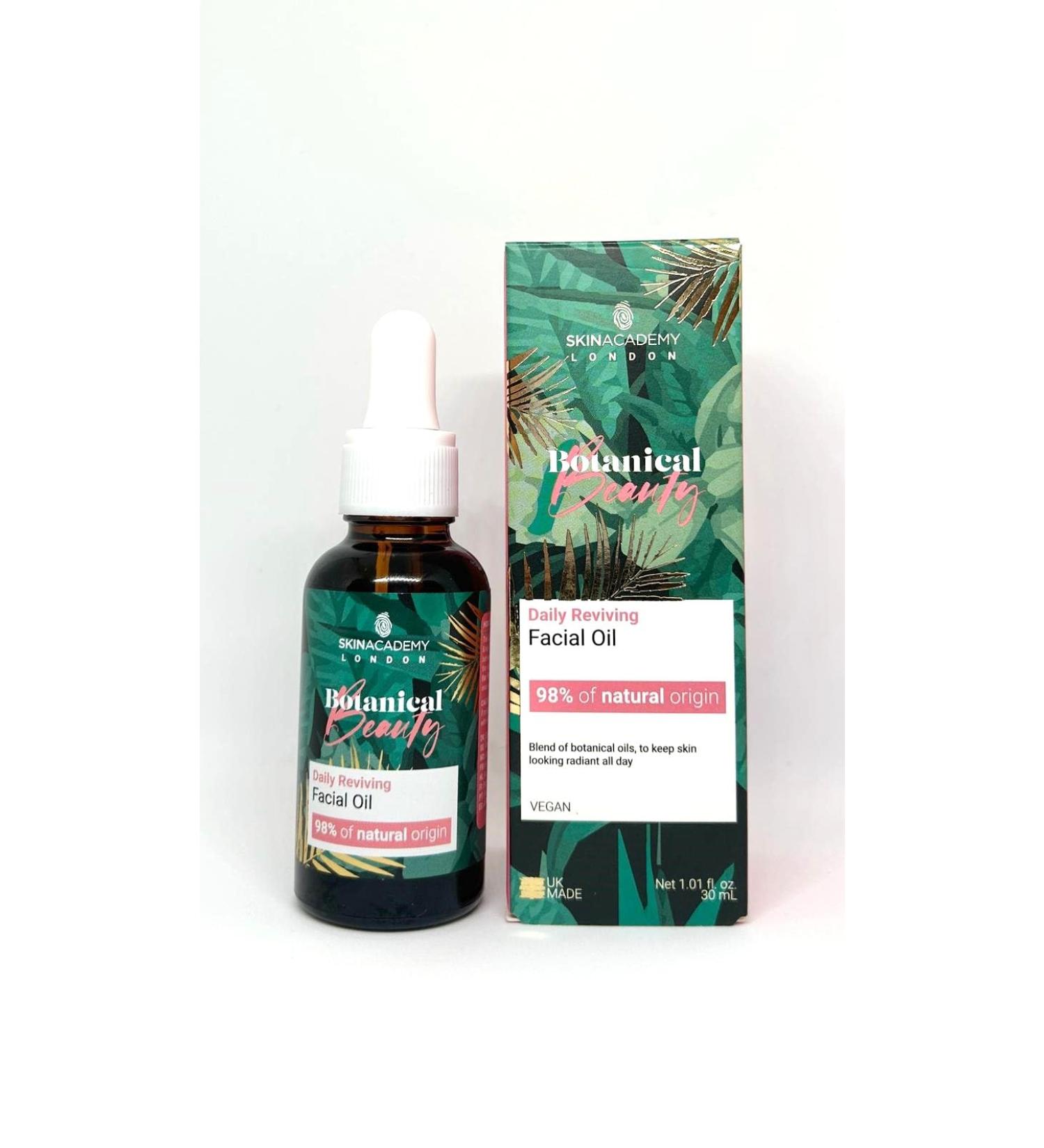Skin Academy London | Botanical Beauty Reviving Facial Oil | 98% Nature Derived | Vegan | 30ml