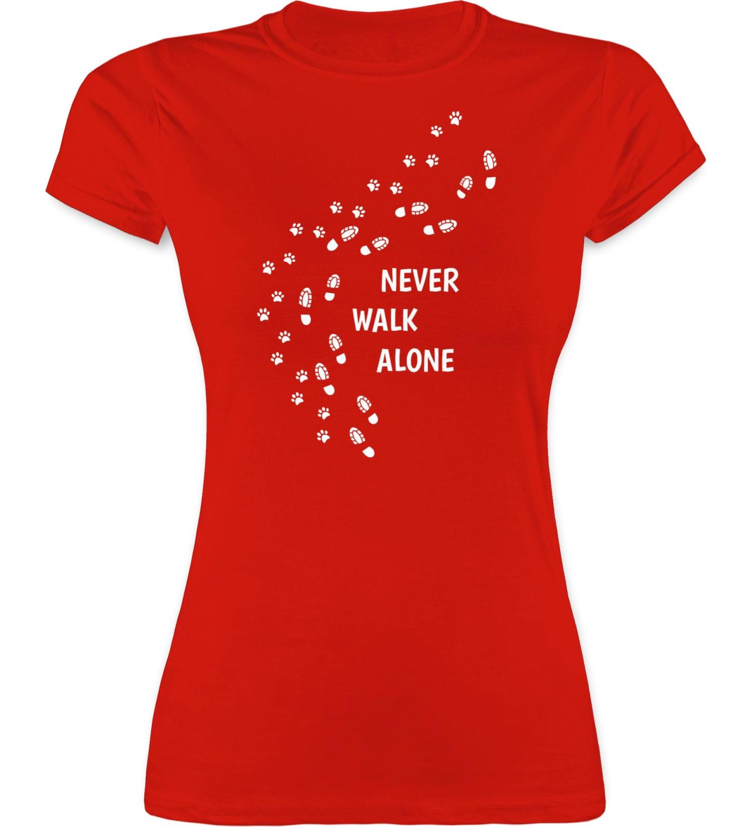 Shirtracer Women's Shirt - Perfect Gift for Dog Owners - Never Walk Alone Paw Prints - Red S - Buy Online on GoSupps.com
