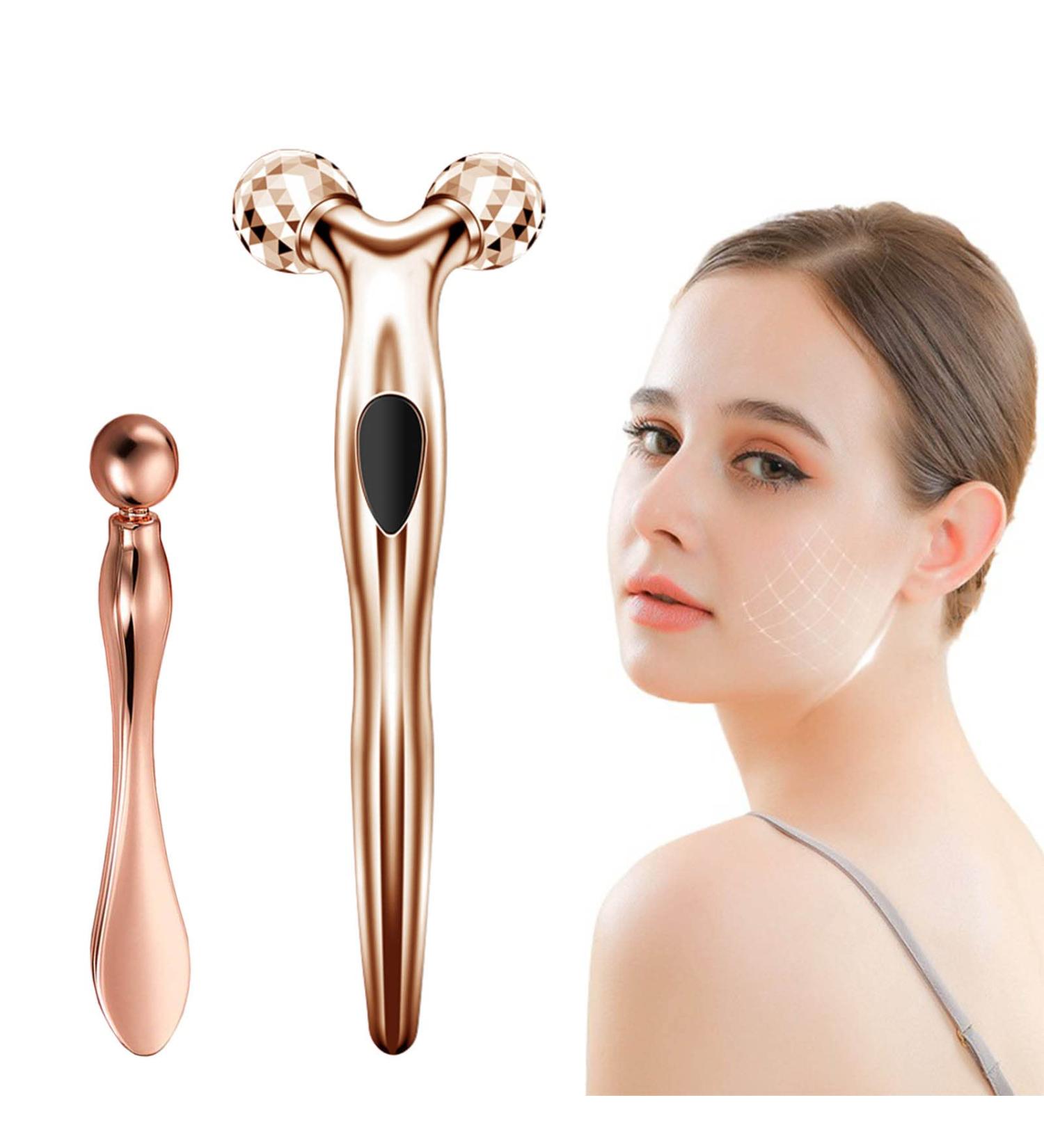 2-in-1 Golden Face Massager Roller | 3D Technology for Anti-Aging & Wrinkle Reduction - Buy Online on GoSupps.com