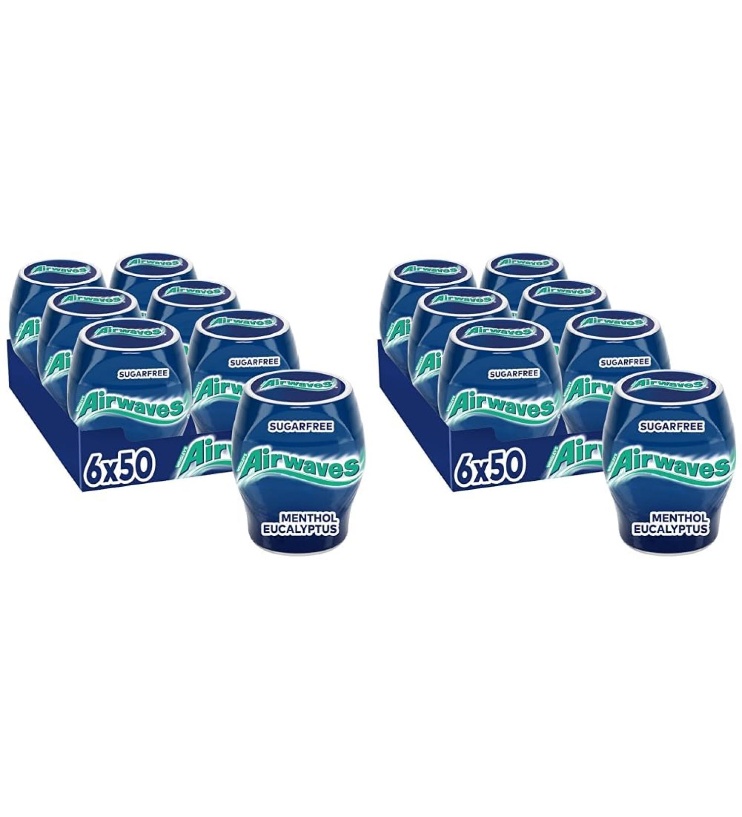Airwaves Chewing Gum | Menthol & Eucalyptus | Sugar-Free Fresh Breath | 12 Packs of 50 Dragees - Buy Online on GoSupps.com