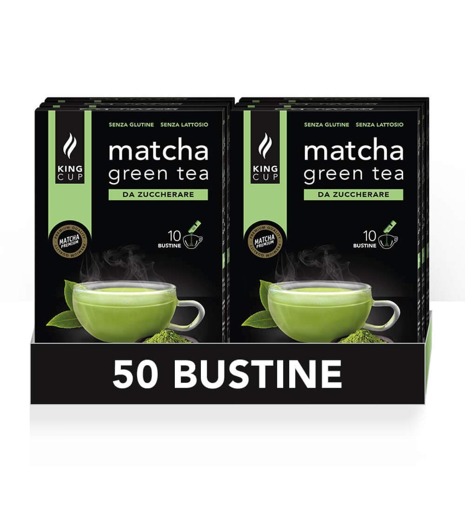 Buy King Cup - 5 Packs of 10 Sugar-Free Matcha Tea Soluble Bags | Gluten-Free & Lactose-Free | Perfect Matcha Drink | International Shipping Available - Buy Online on GoSupps.com