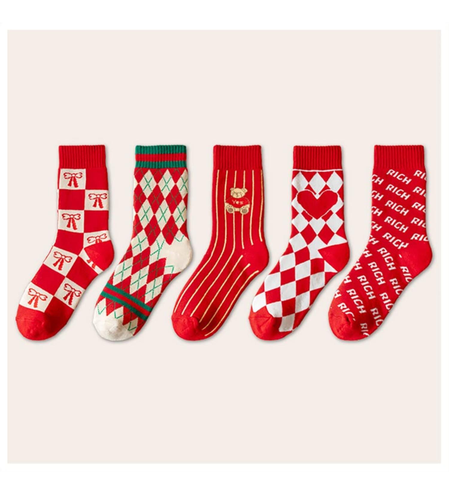 Chinese New Year Women's Red Embroidered Cotton Socks | Zodiac Socks 2022 Gift | Size 34-39 Red-b - Buy Online on GoSupps.com