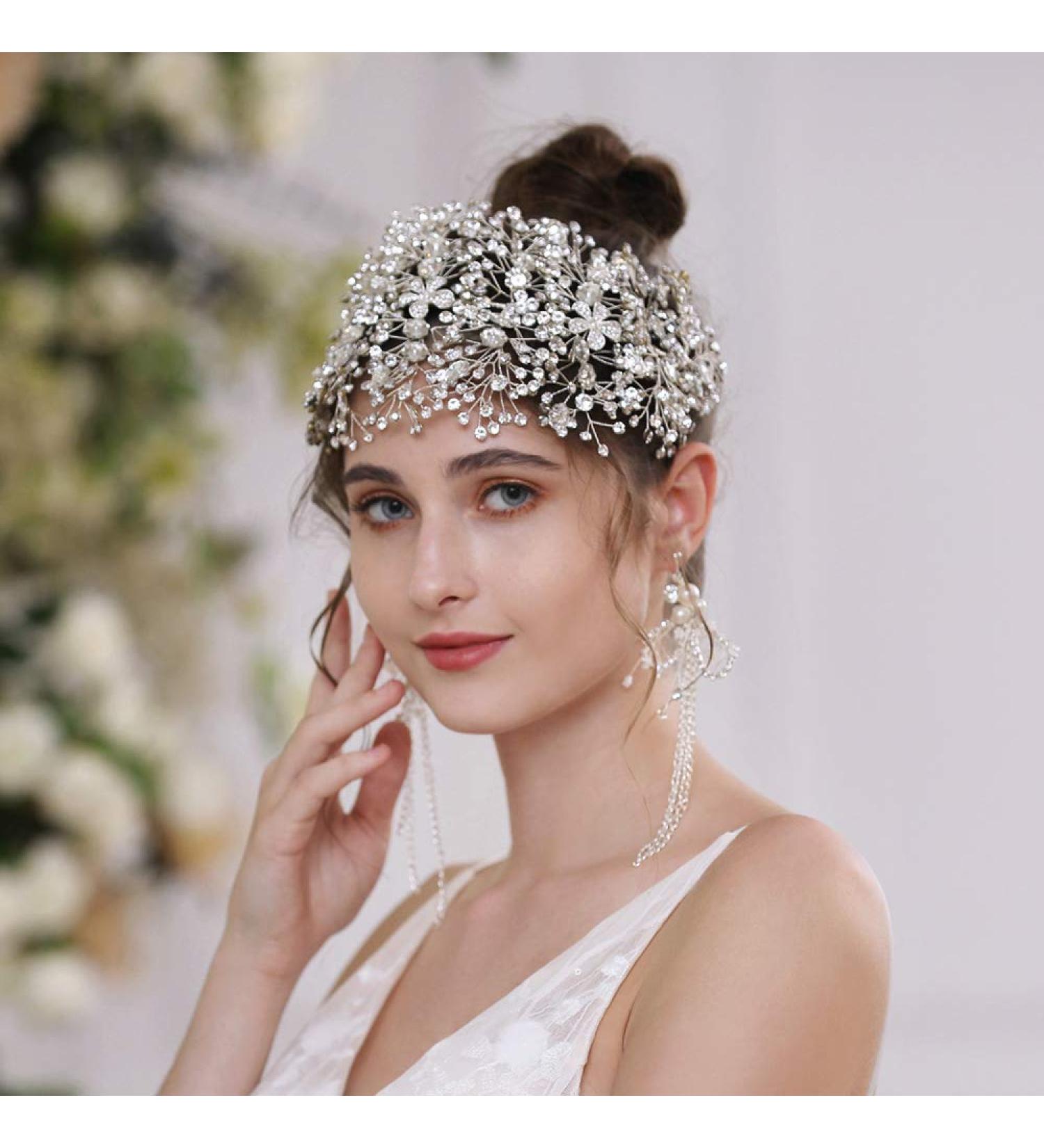 ZHENM Wedding Headband for Brides | Rhinestone Bridal Hair Accessory (Silver) - Buy Online on GoSupps.com