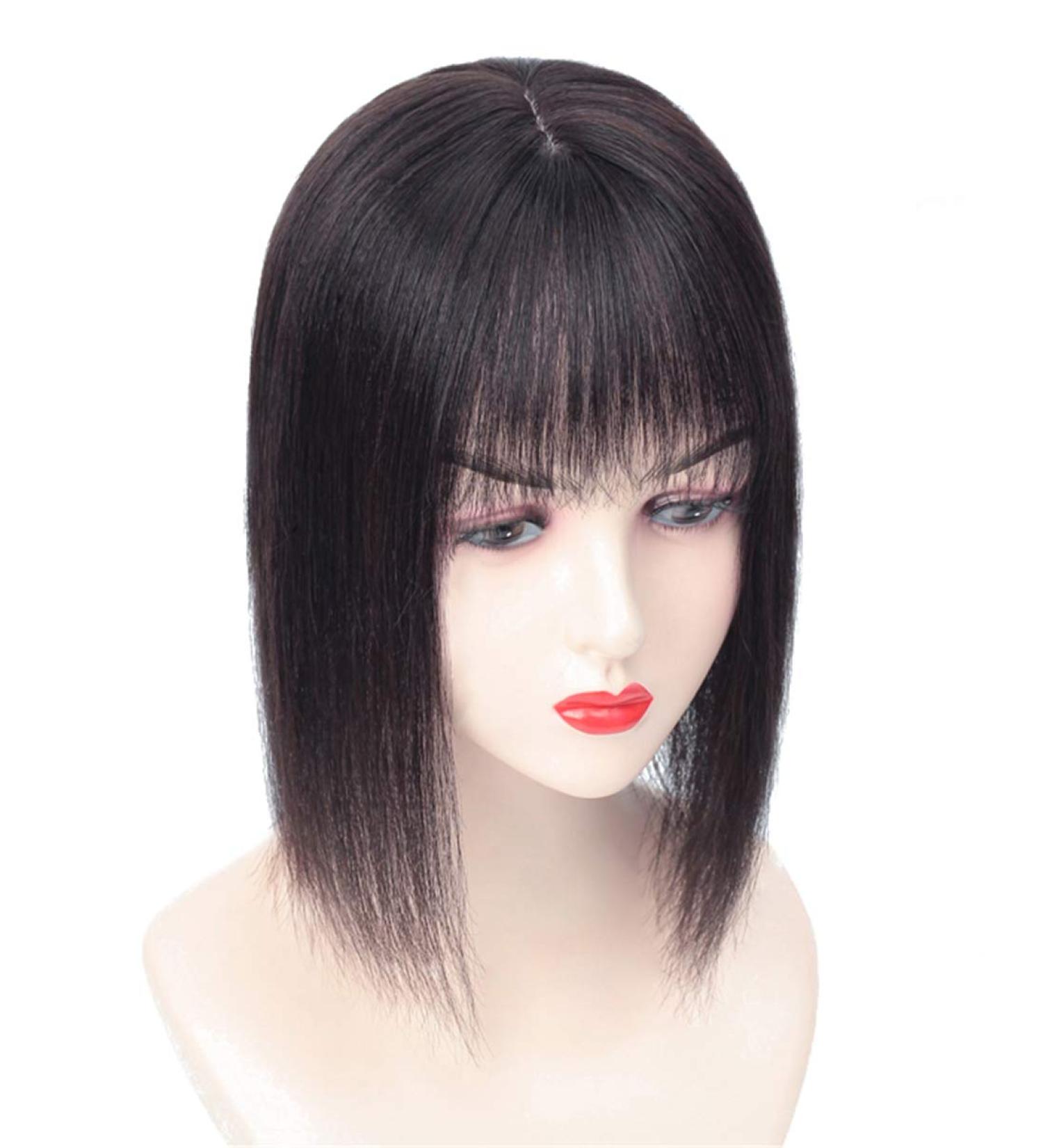 Susanki 10.2x11.9 cm Silk-Base Real Hair Topper with Pony Clip Dark Brown Wig for Women - 35.6 cm Hair Part - Buy Online on GoSupps.com