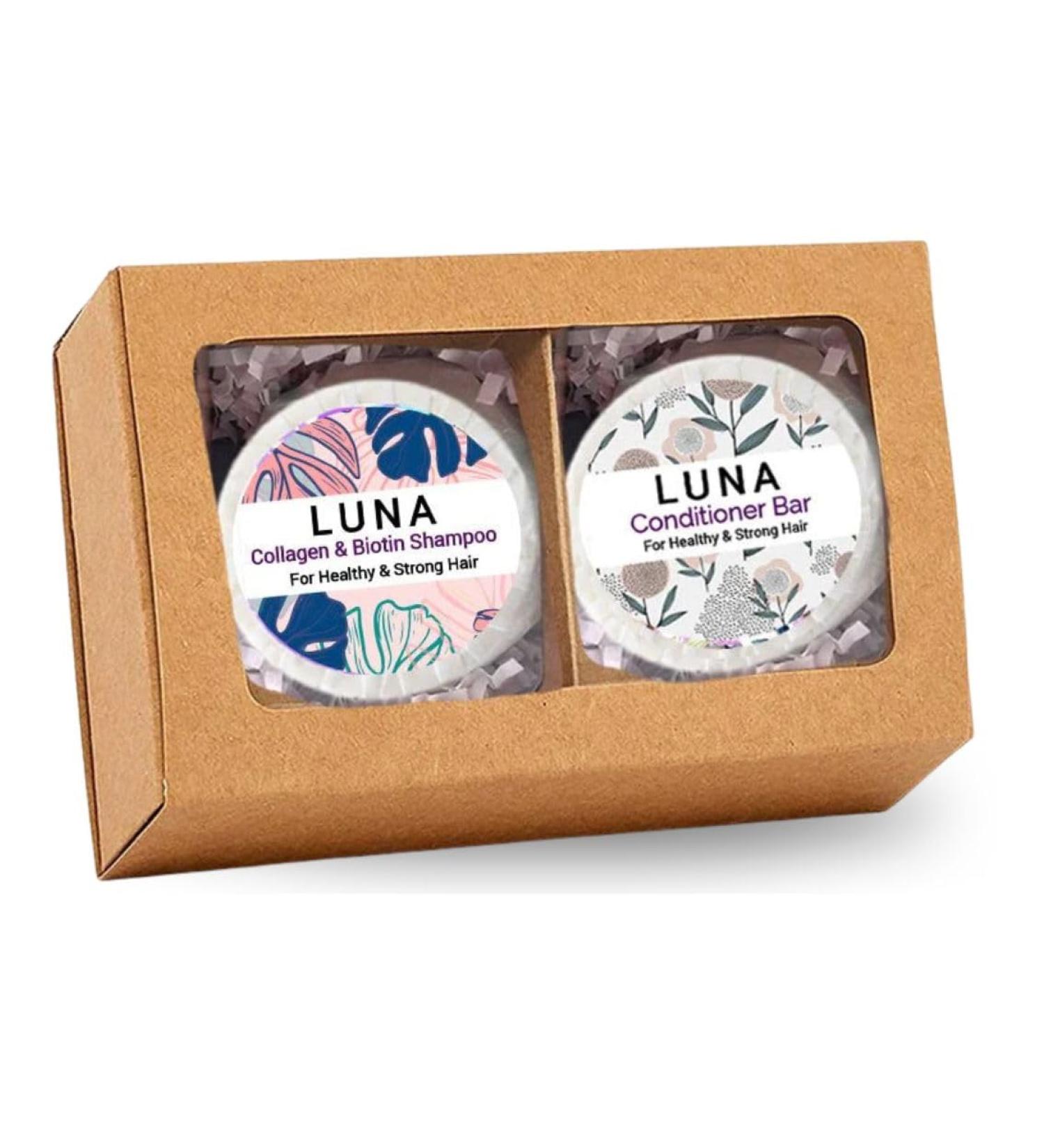 Luna Collagen & Biotin Shampoo and Conditioner Bar Set - Nourishing Hair Care for All Hair Types | Eco-Friendly & Sulfate-Free - Buy Online on GoSupps.com