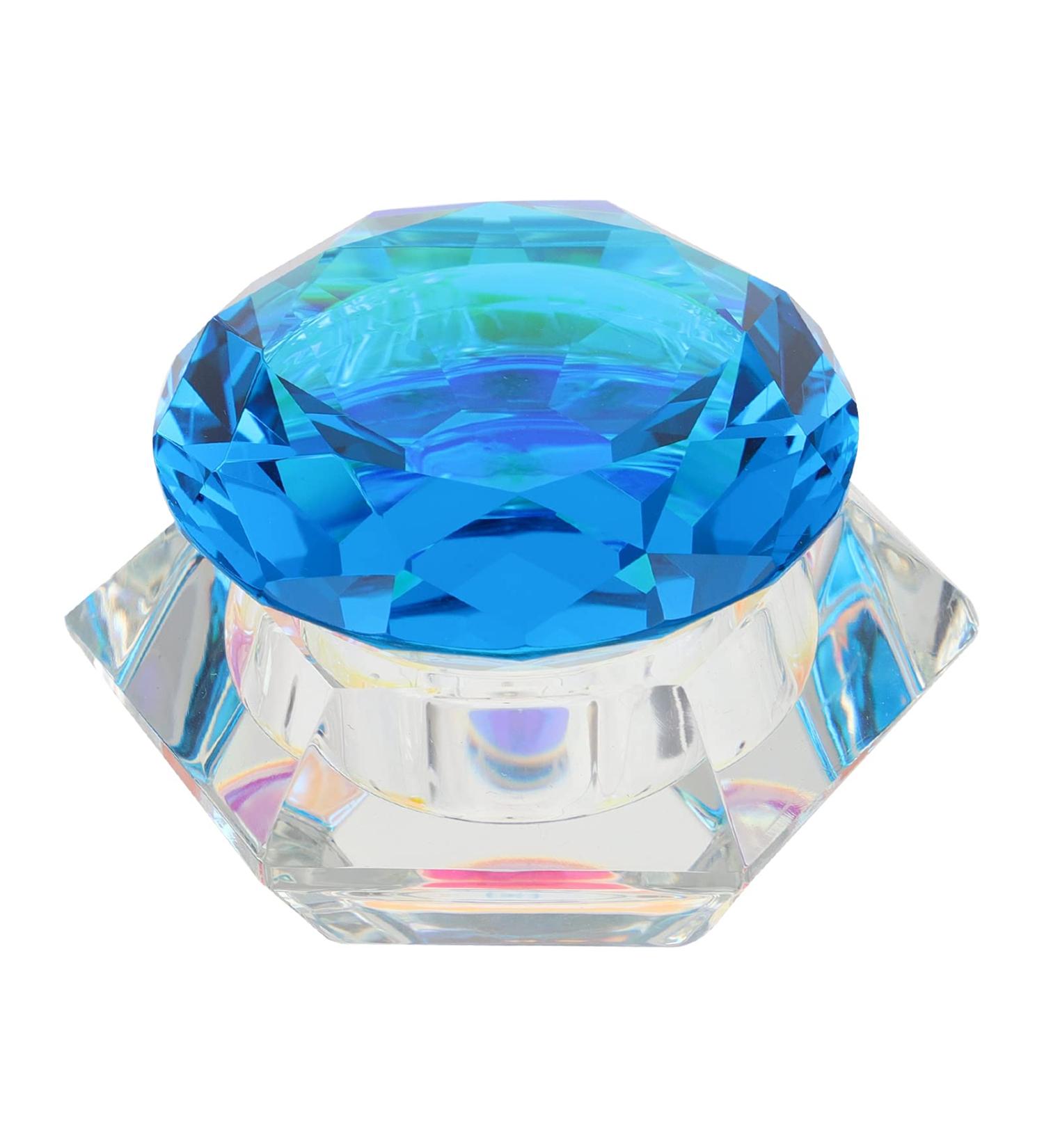 Minkissy Nail Art Dappen Dish Diamond Shape Nail Crystal Bowl with Lid for Nail Acrylic Liquid Powder (Lake Blue) - Buy Online on GoSupps.com