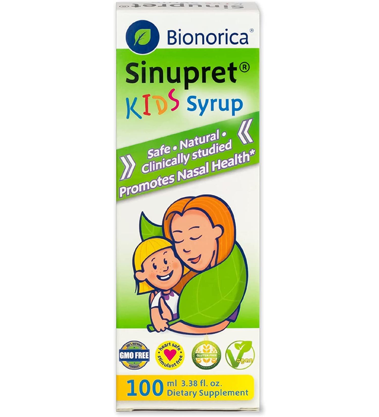 Sinupret Kids Sinus & Immune Syrup - Natural Fast Acting Herbal Support - Cherry Flavor - 3.38 oz - Pack of 1 - Buy Online on GoSupps.com