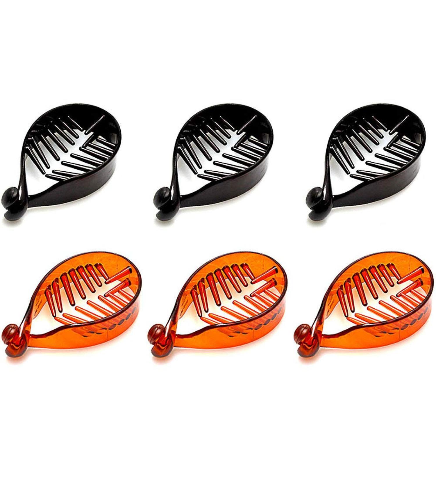 6 Pcs Plastic Banana Hair Clips - No Slip O-Shaped Barrettes for Girls/Women, Black & Dark Brown - Buy Online on GoSupps.com