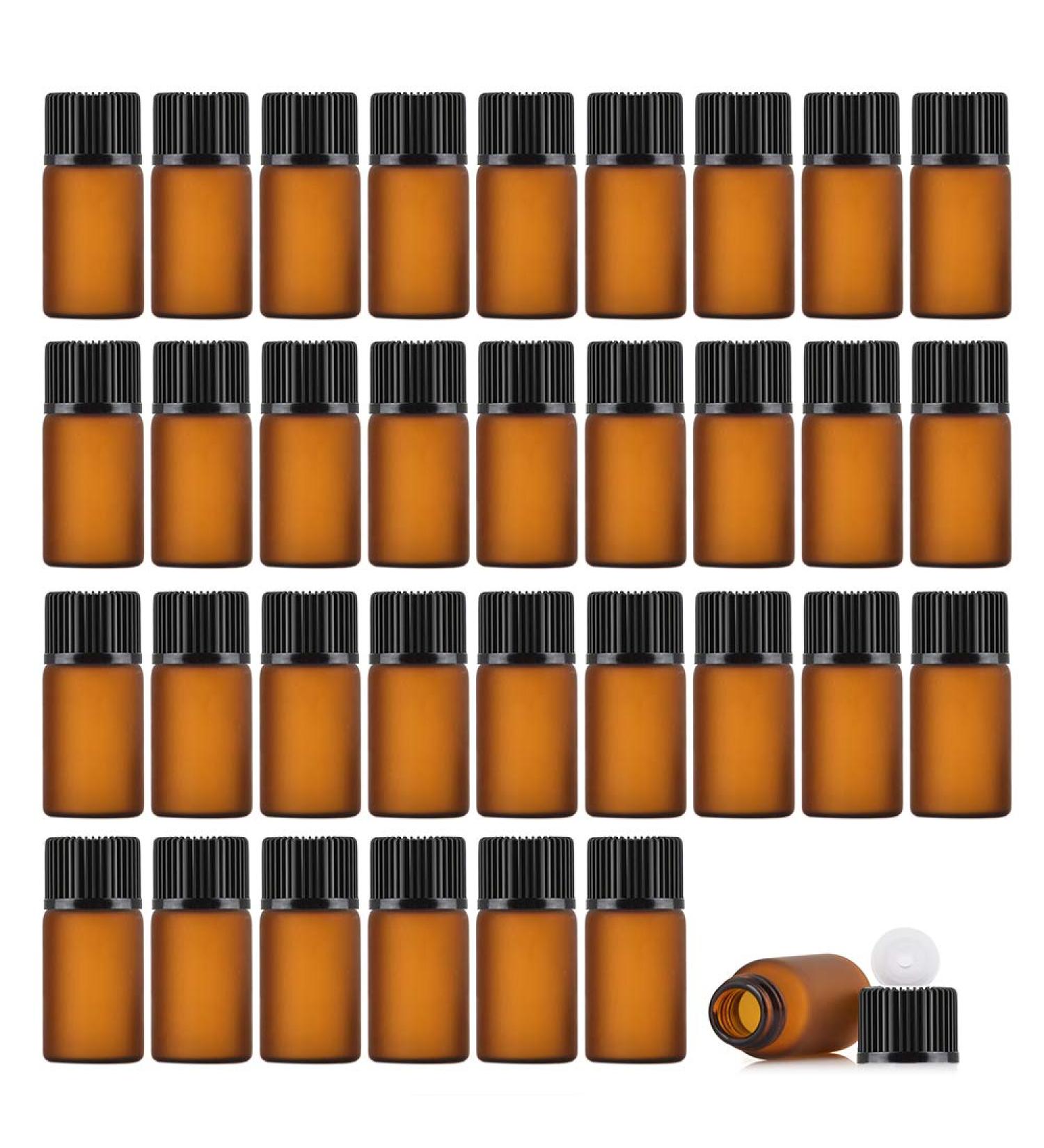 Enslz 50 Empty Amber Glass Bottles for Essential Oils - Refillable 3ml Brown & Transparent - Ideal for DIY & Travel - Buy Online on GoSupps.com