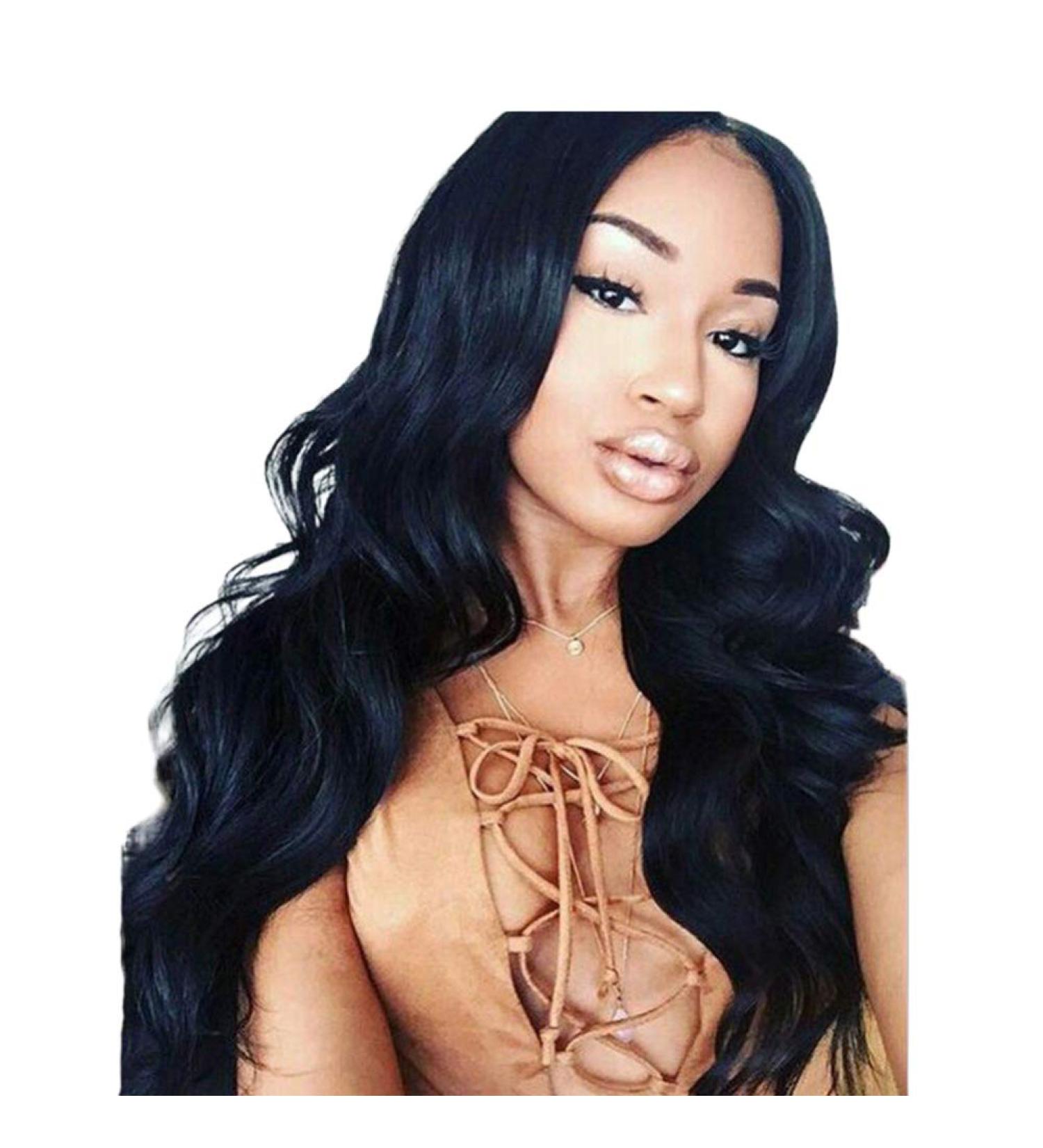 Buy Shaoyao Wig for Women - Natural Black Brazilian Human Hair Wavy Lace Front Wig 28 | Deep Wave Style - Buy Online on GoSupps.com