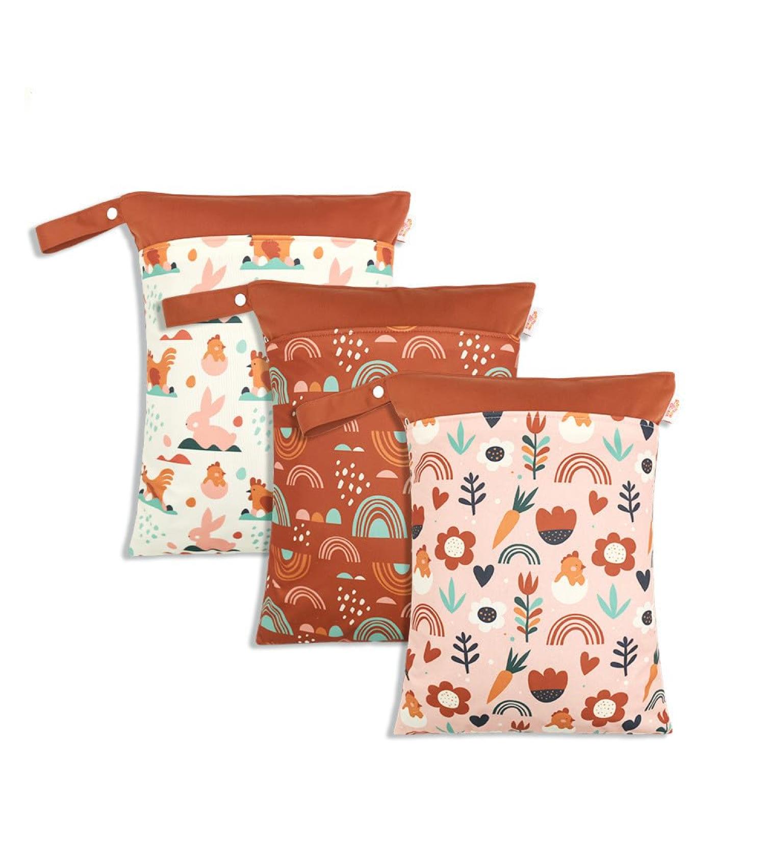 Daysskk 3-Piece Waterproof Wet Bag Set for Kindergarten Girls - Zippered Diaper Bag & Laundry Bags for Daycare Swimming & Travel | 30x40 cm - 10 Stylish Patterns - Buy Online on GoSupps.com