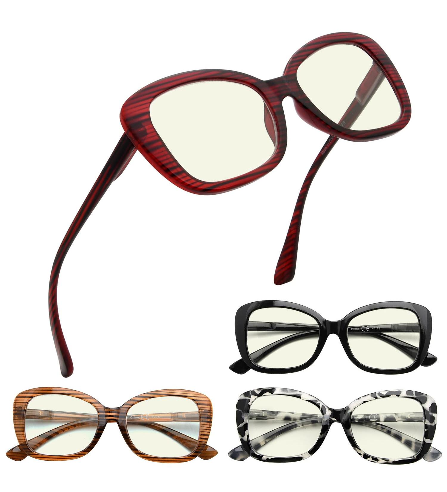 Eyekepper 4-Pack Oversized Reading Glasses +3.0 - Blue Light Blocking Computer Glasses for Women - Buy Online on GoSupps.com