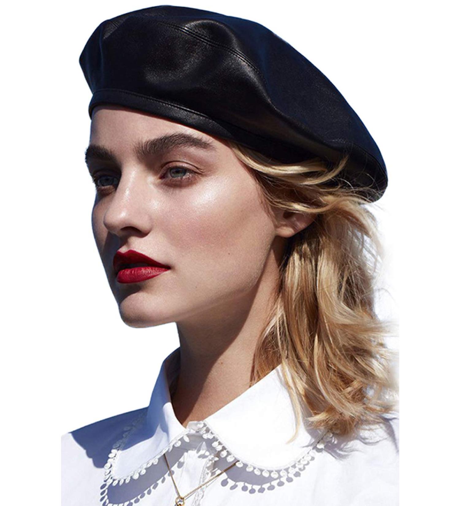 WETOO Women PU Leather French Beret Hat - Black Artist Beret Cap - Buy Online on GoSupps.com