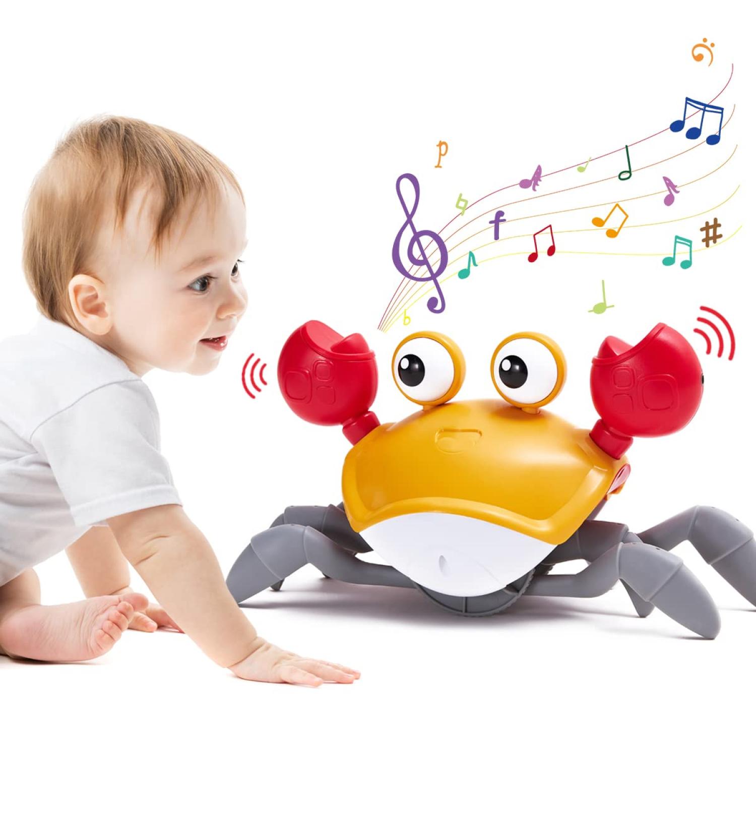 Crawling Crab Baby Toys with Music and LED Light for Kids Toddles - Interactive Infrared Induction RC Toys with Automatically Avoid Obstacles - USB Rechargeable Electronics Toys for Boy and Girl Gift - Buy Online on GoSupps.com