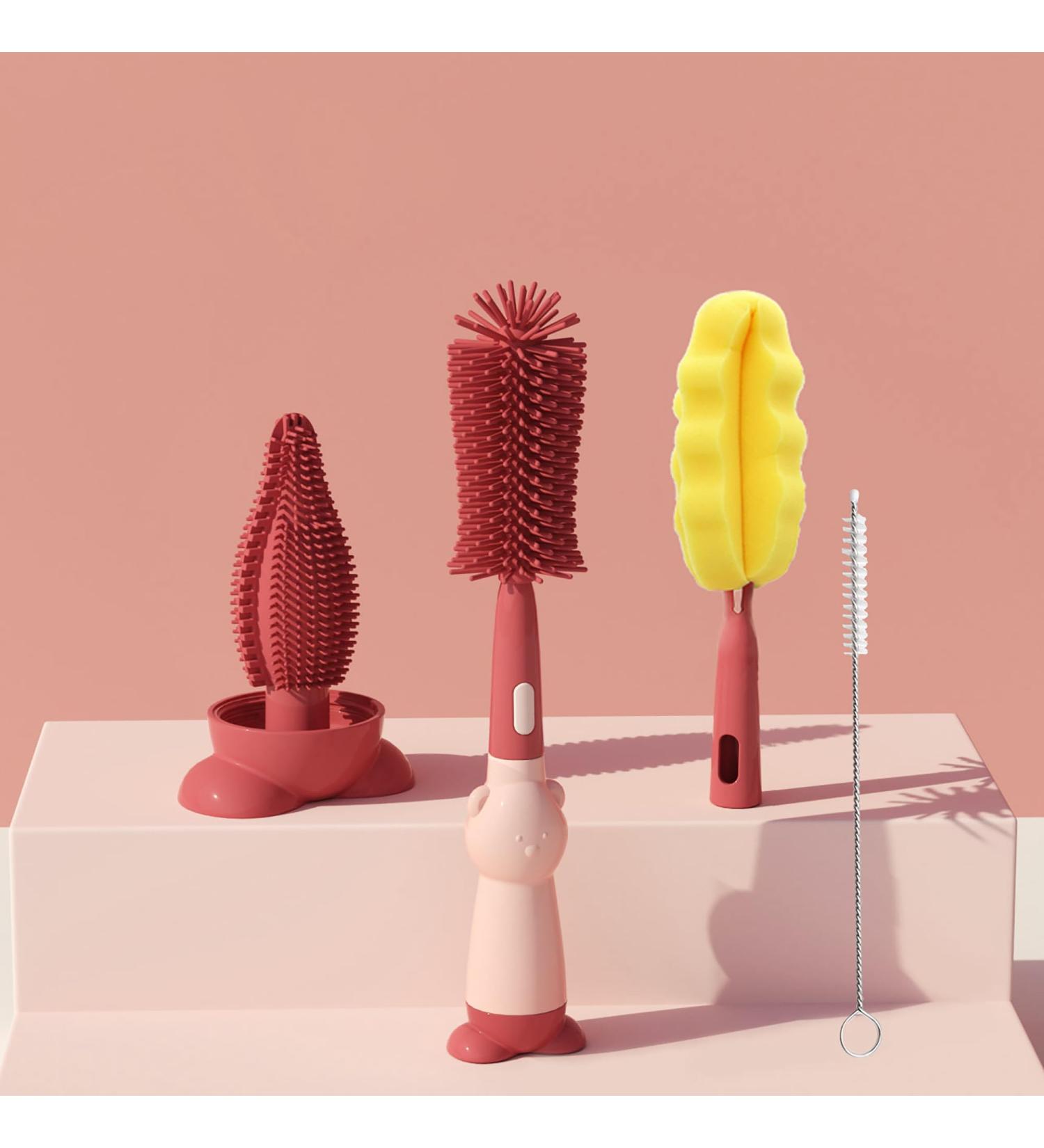Oruiiju 3-in-1 Silicone Baby Bottle Brush Set | 360 Cleaning for Bottles Glasses & Straws - Easy & Effective - Buy Online on GoSupps.com
