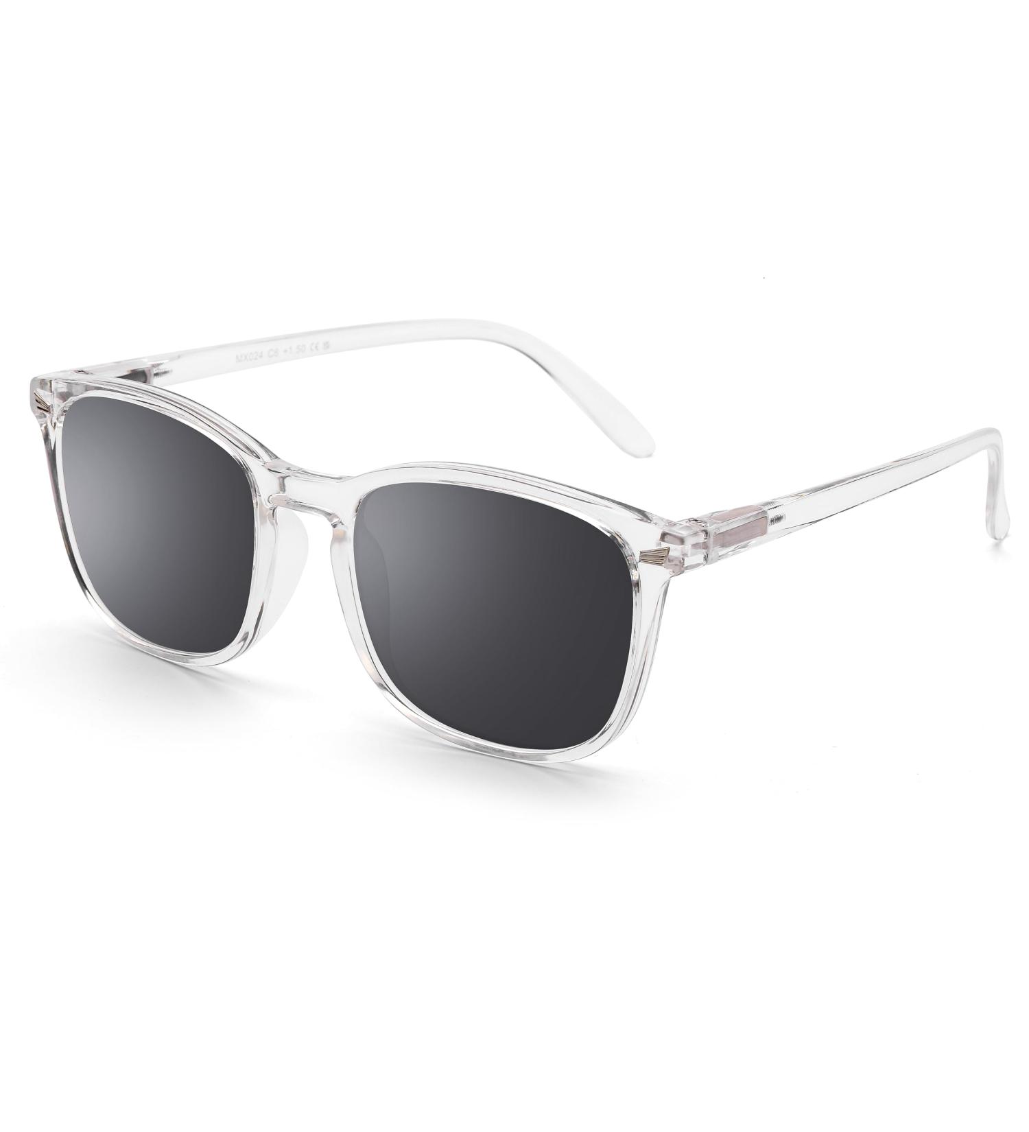 DOOViC Blue Light Filter Reading Glasses - Square Frame Large Lenses Prescription 024 Sun Transparent 2.75x - International Shipping Available - Buy Online on GoSupps.com