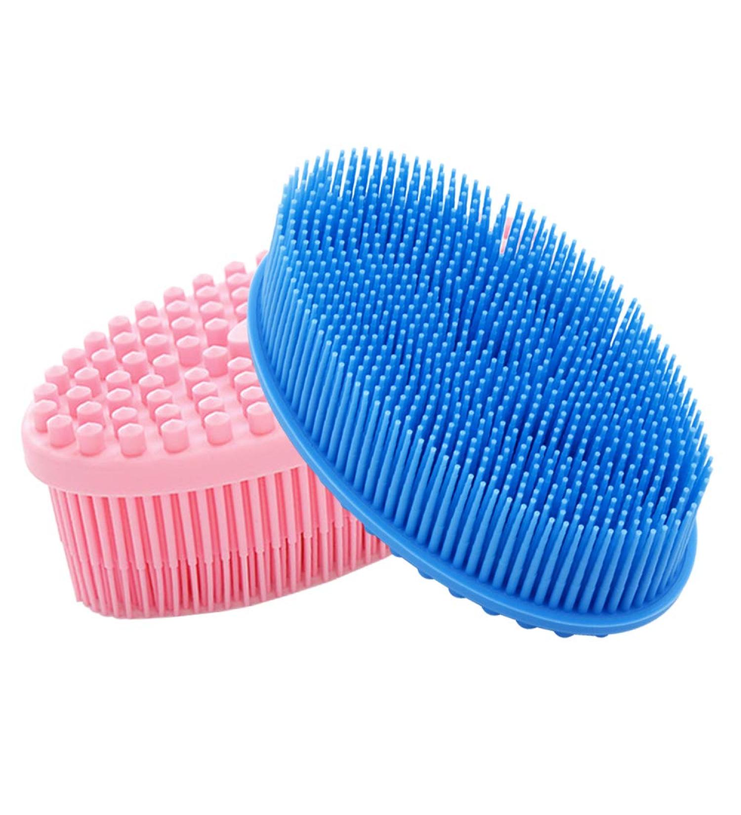 Maxin Silicone Body Scrubber - 2-Piece Shower & Tub Brush Set for Face & Body Perfect for Skin Peeling & Foaming Bathing - Pink & Blue - Buy Online on GoSupps.com
