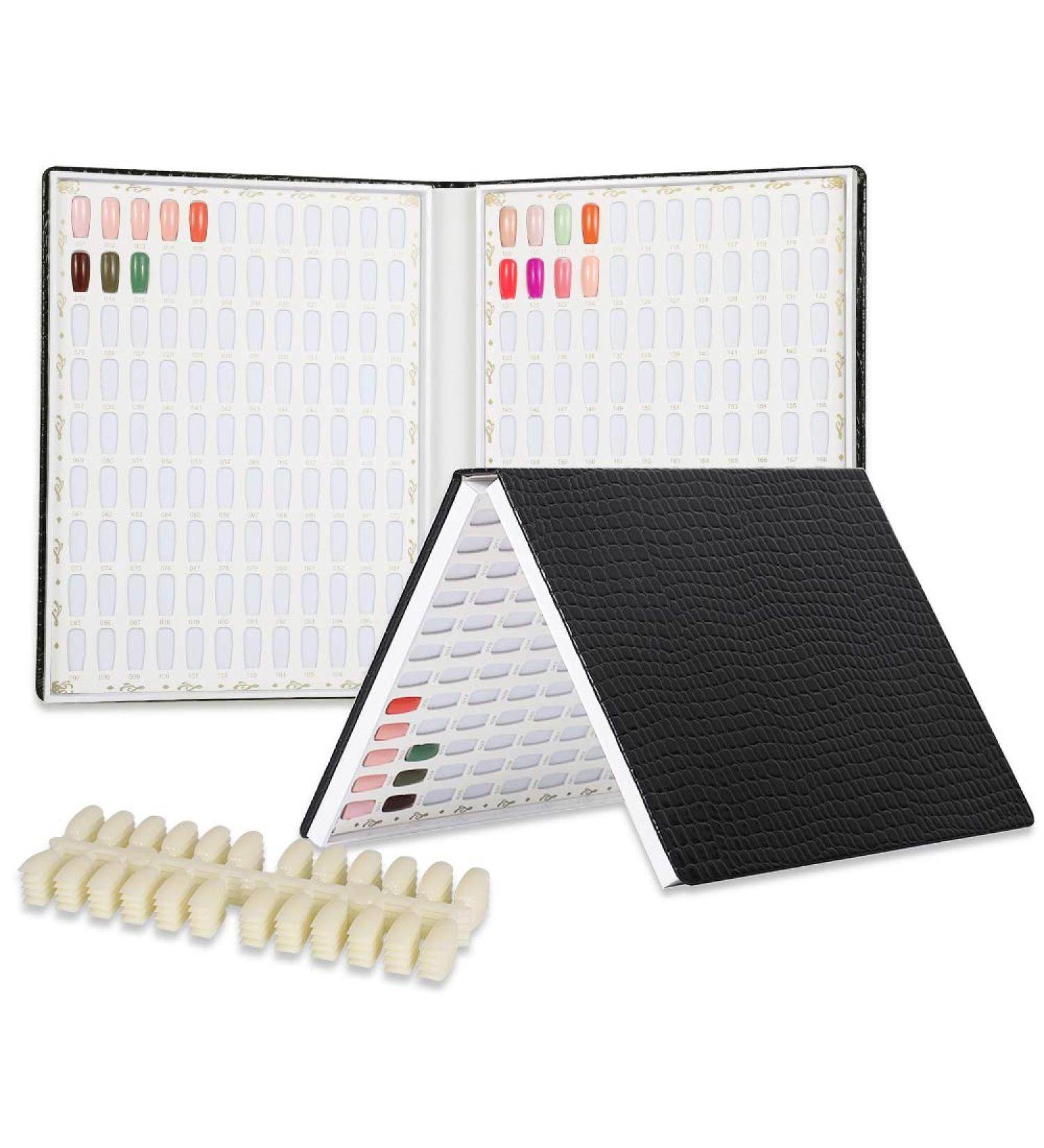 BNG Nail Display Book - 216 Color Nail Gel Polish Chart in Black Leather Book | Nail Art Salon Design Display with 240 Pcs False Nails Tips - Buy Online on GoSupps.com