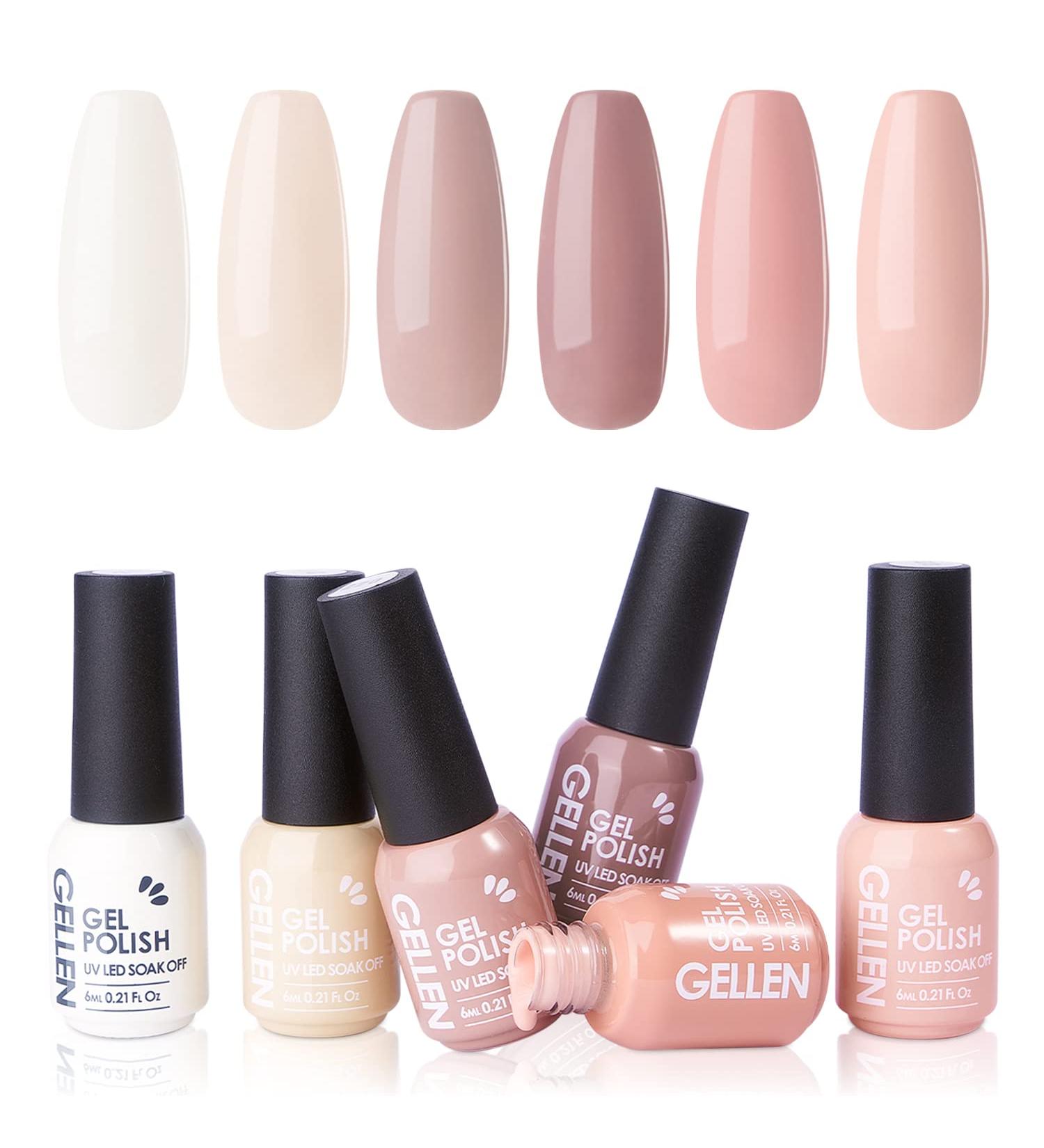 Gellen Gel Nail Polish Set Natural Nude Blush Tones Series White Creamy Pastel Pinks Gel Polish UV Soak Off Gel Polish for All Seasons Popular Nail Art Design Home Salon Manicure Gift Set Soft Blush - Buy Online on GoSupps.com