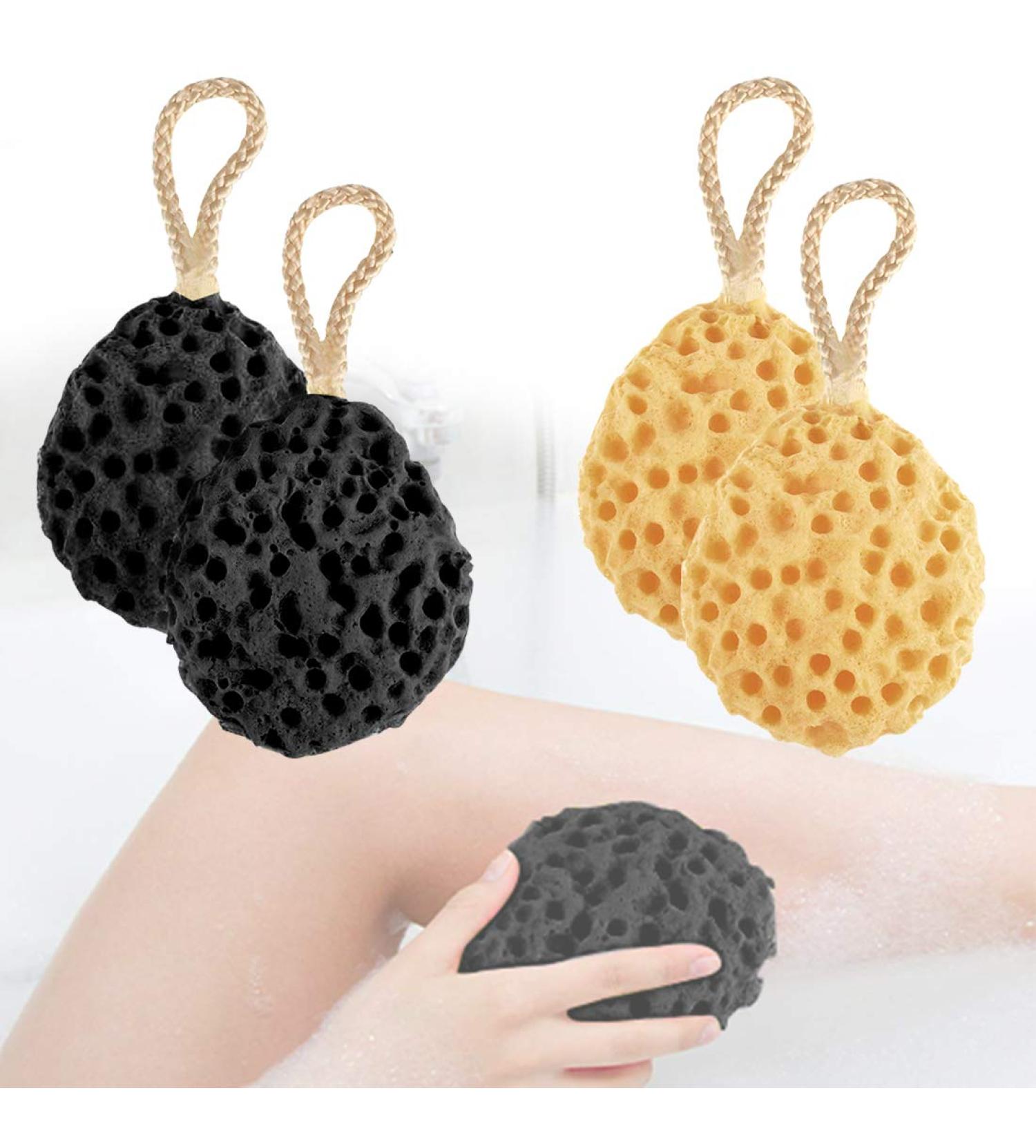 Exfoliating Shower Sponge Loofahs - 4 Pack Bath Sponge Scrubber Balls - Buy Online on GoSupps.com