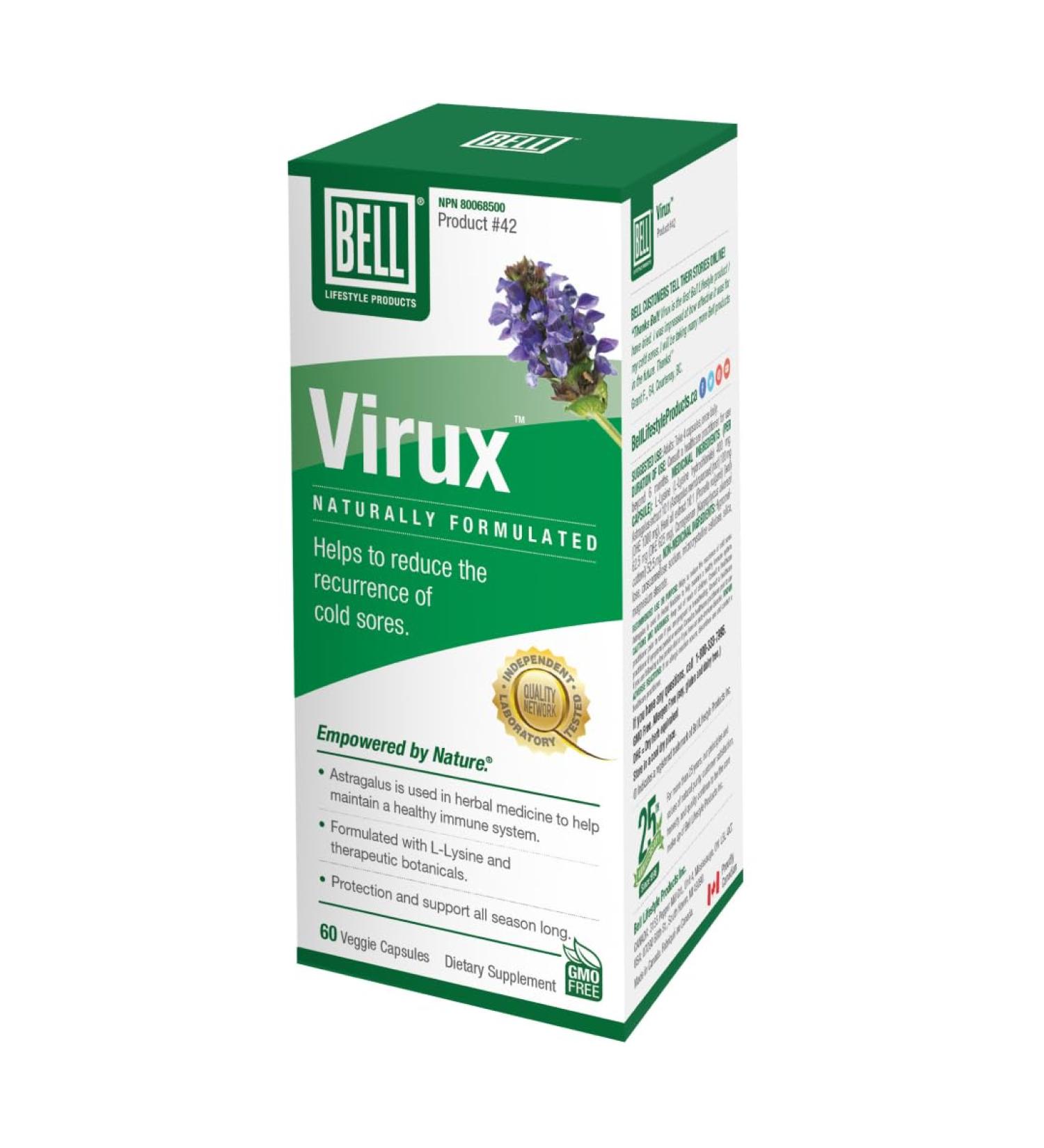 Bell Virux | A product that helps maintain a healthy immune system. Features L-Lysine astragalus and more. 60 count (Pack of 1)