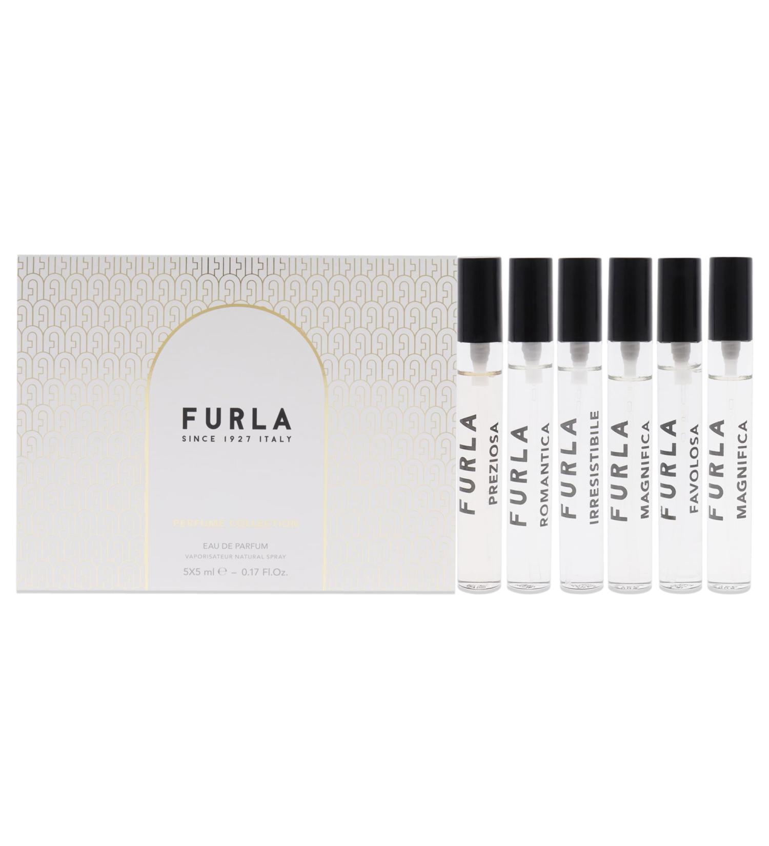 Furla Collection for Women - 5 Pc Mini GiftSet 5ml Preziosa EDP Spray 5ml Irresistible EDP Spray 5ml Magnefica EDP Spray 5ml Favolosa EDP Spray 5ml Romantica EDP Spray - Buy Online on GoSupps.com