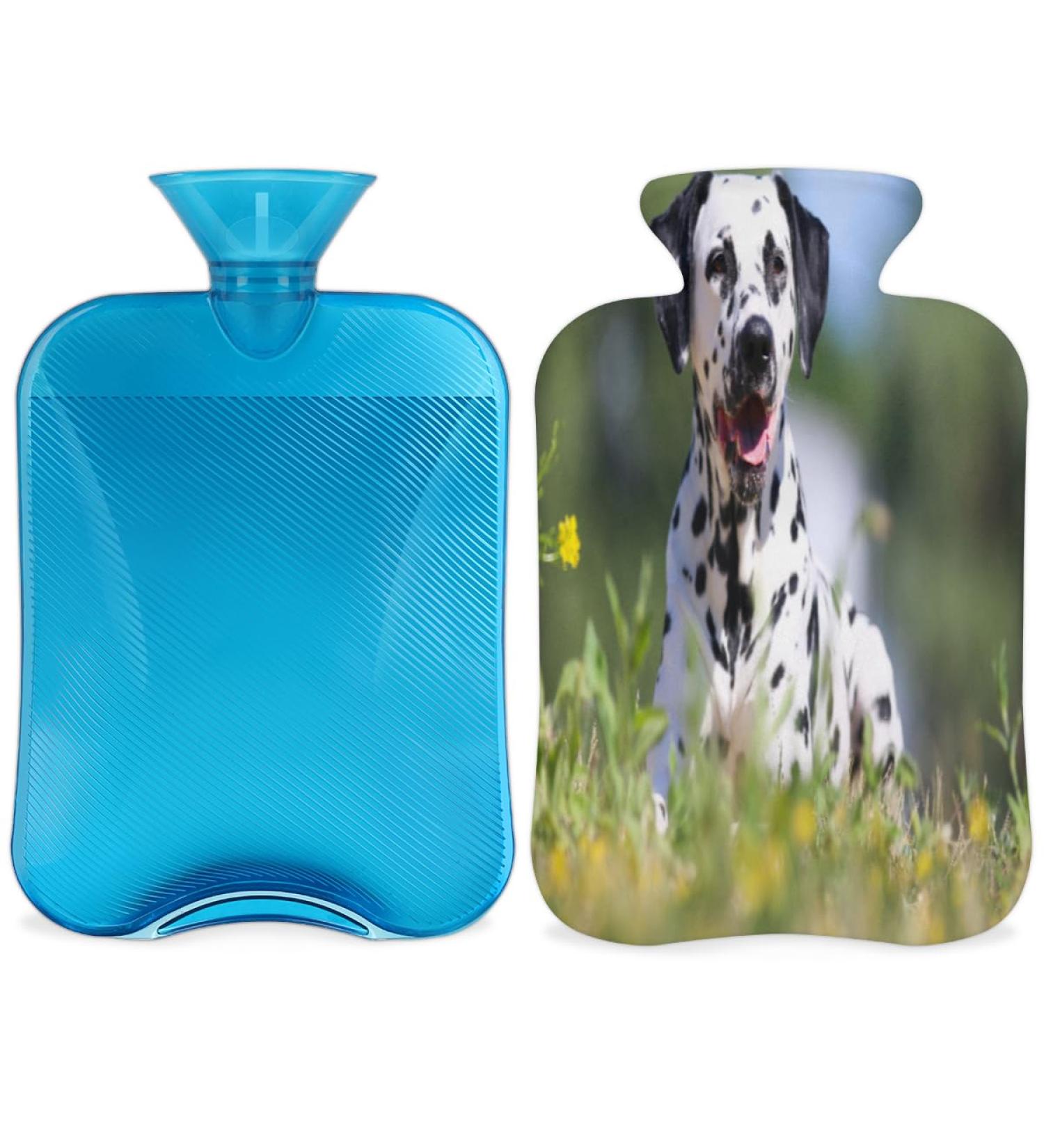 Dalmatian Dog Heat Bottle with Fluffy Cover 2L Large Capacity Water Bag for Cozy Nights & Pain Relief (Back Neck Shoulders) - Buy Online on GoSupps.com