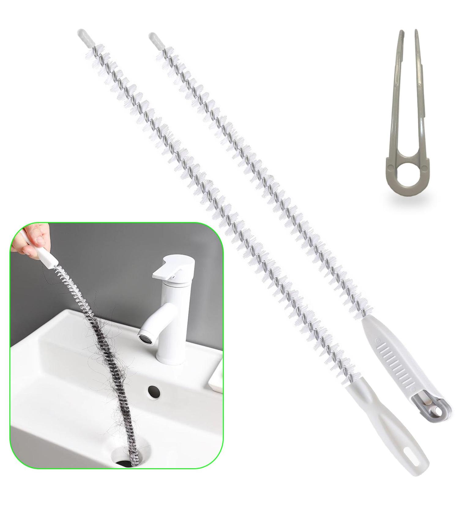 Drain Unblocker - Ohromcoli Sink Unblocker Brush 5cm & 45cm with Cleaning Forceps Reusable Drain Cleaners and Unblockers with Easy Operation for Sewer/Kitchen/Showers 2 Pack 58+45cm - Buy Online on GoSupps.com