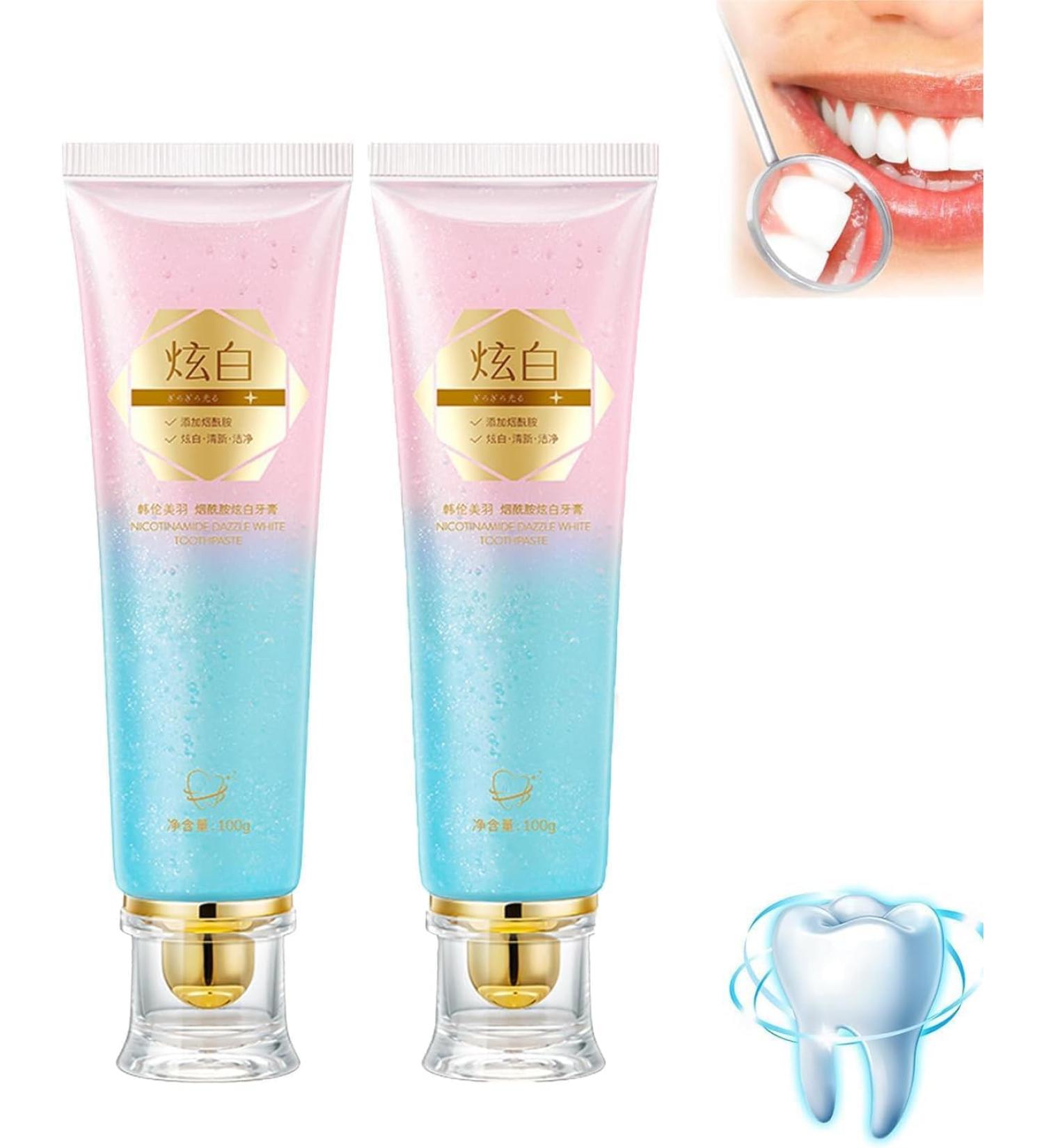 2Pcs Acssart Radiant Whitening Toothpaste Niacinamide Whitening Toothpastes Fresh Breath Stain Removal - Buy Online on GoSupps.com
