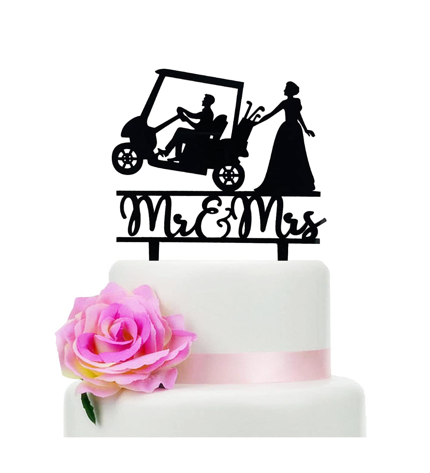 Mr and Mrs Wedding Cake Topper - Funny Golf Theme Wedding/Anniversary/Bridal Shower Cake Topper Funny Wedding Cake Topper (Golf Cart) - Buy Online on GoSupps.com