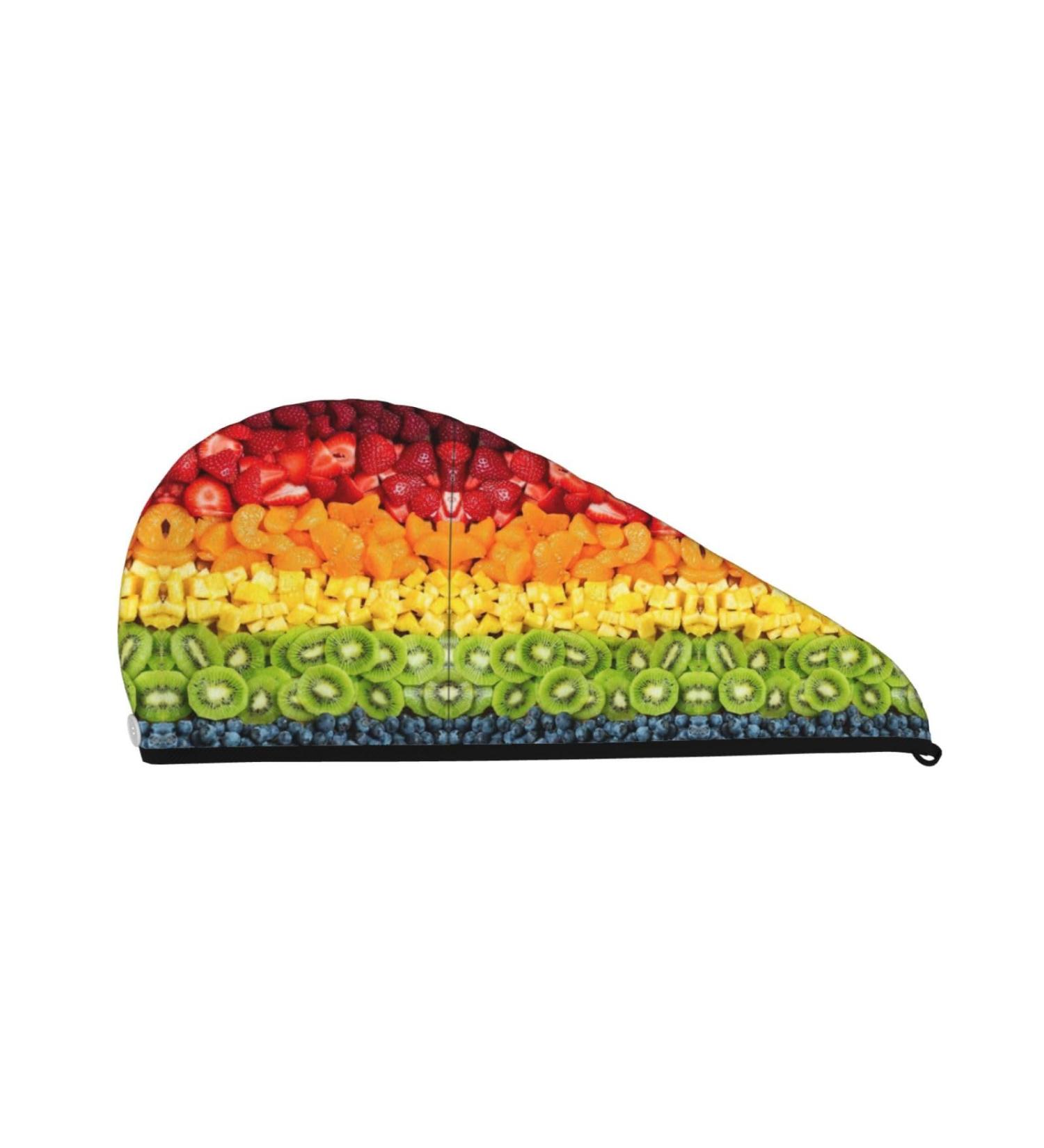 Fruit Rainbow Coral Velvet Dry Hair Cap - Unisex Towel Wrap for Bath Pool Beach | Ideal Home Accessory - Buy Online on GoSupps.com