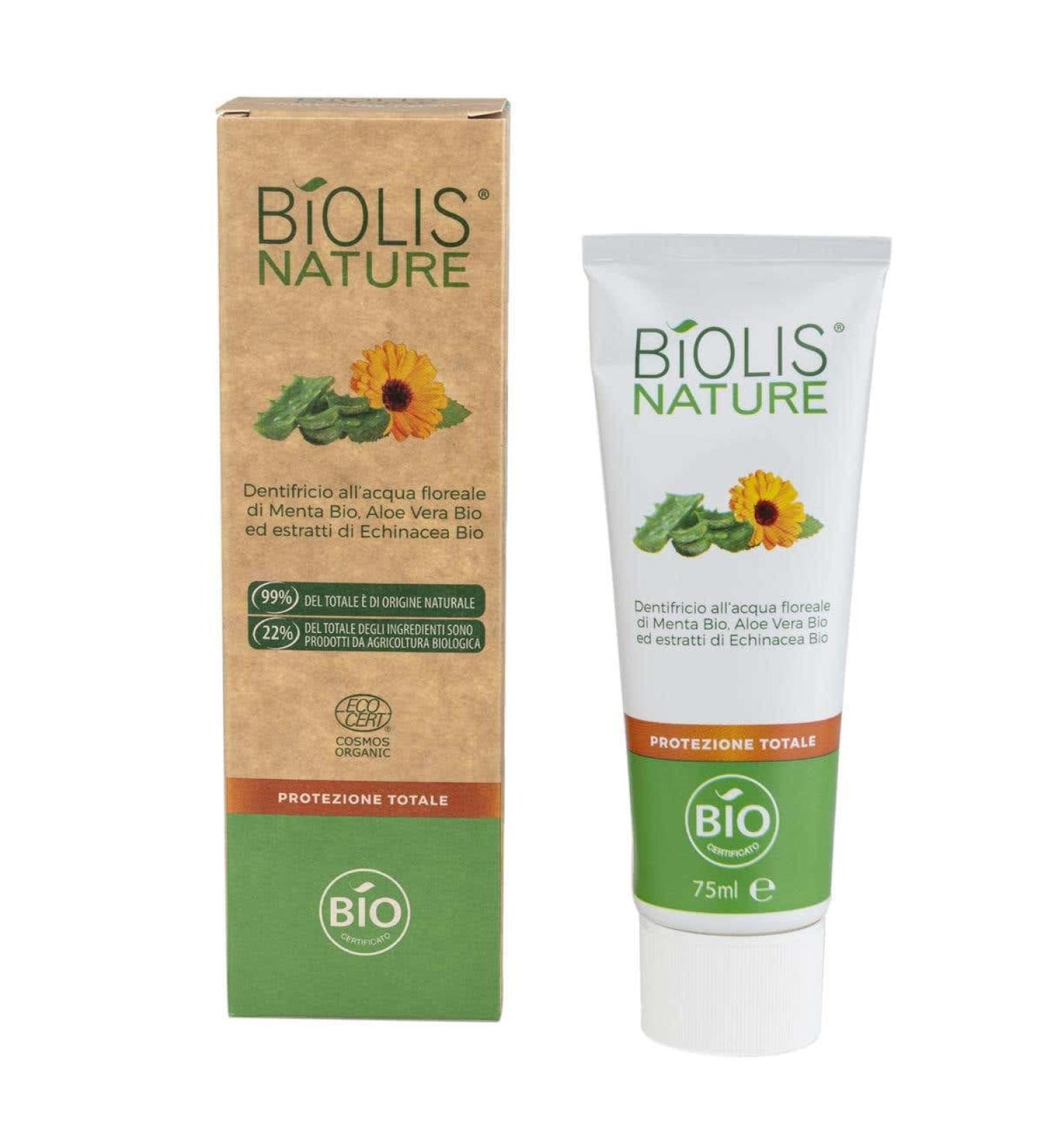  Biolis Biolis Total Protection Toothpaste Organic Menta and Organic Aloe Vera 75 ml - Buy Online on GoSupps.com