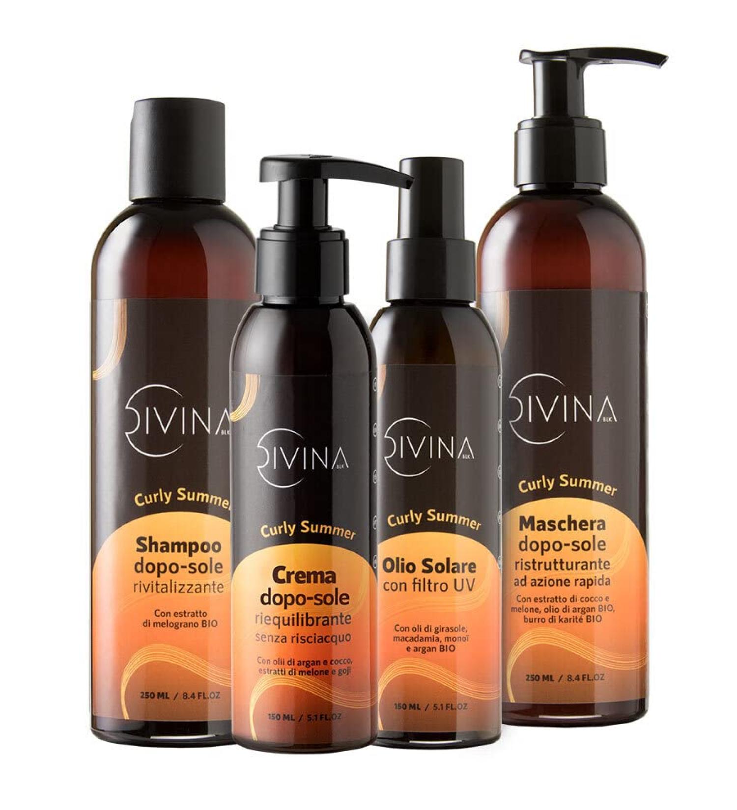 Kit Curly Summer a complete treatment perfect for the summer for wavy curly super curly afro hair by Divina BLK 4 products - Buy Online on GoSupps.com