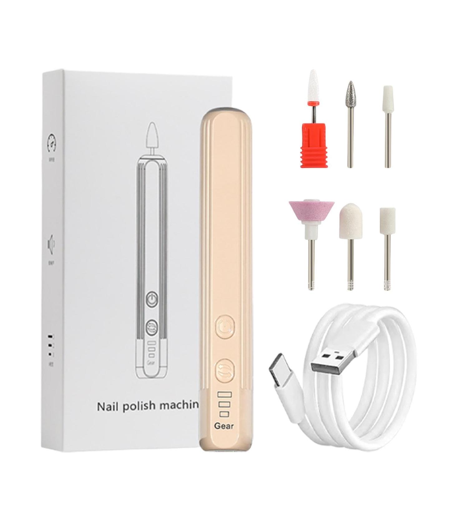 Portable Electric Nail Drill | Electric Polishing Set With Nail Drill - Compact Portable Design Nail Drill Kit Hand Foot Care Tool For Acrylic Gel Nails Home Salon Use Khaki English Version - Buy Online on GoSupps.com
