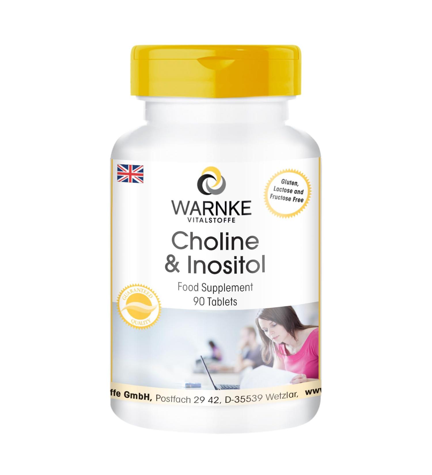 Vegan Choline Tablets with Inositol - 90 Tablets | Warnke Vitalstoffe - Buy Online on GoSupps.com