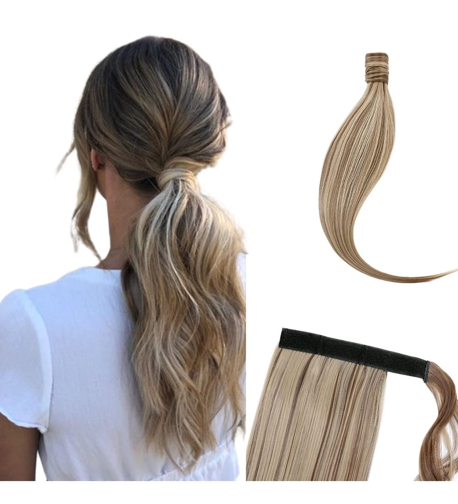 Ponytail Extension Wrap Around Long Straight Curly Hairpiece 32 Inch - Light Brown & Ash Blonde - Buy Online on GoSupps.com
