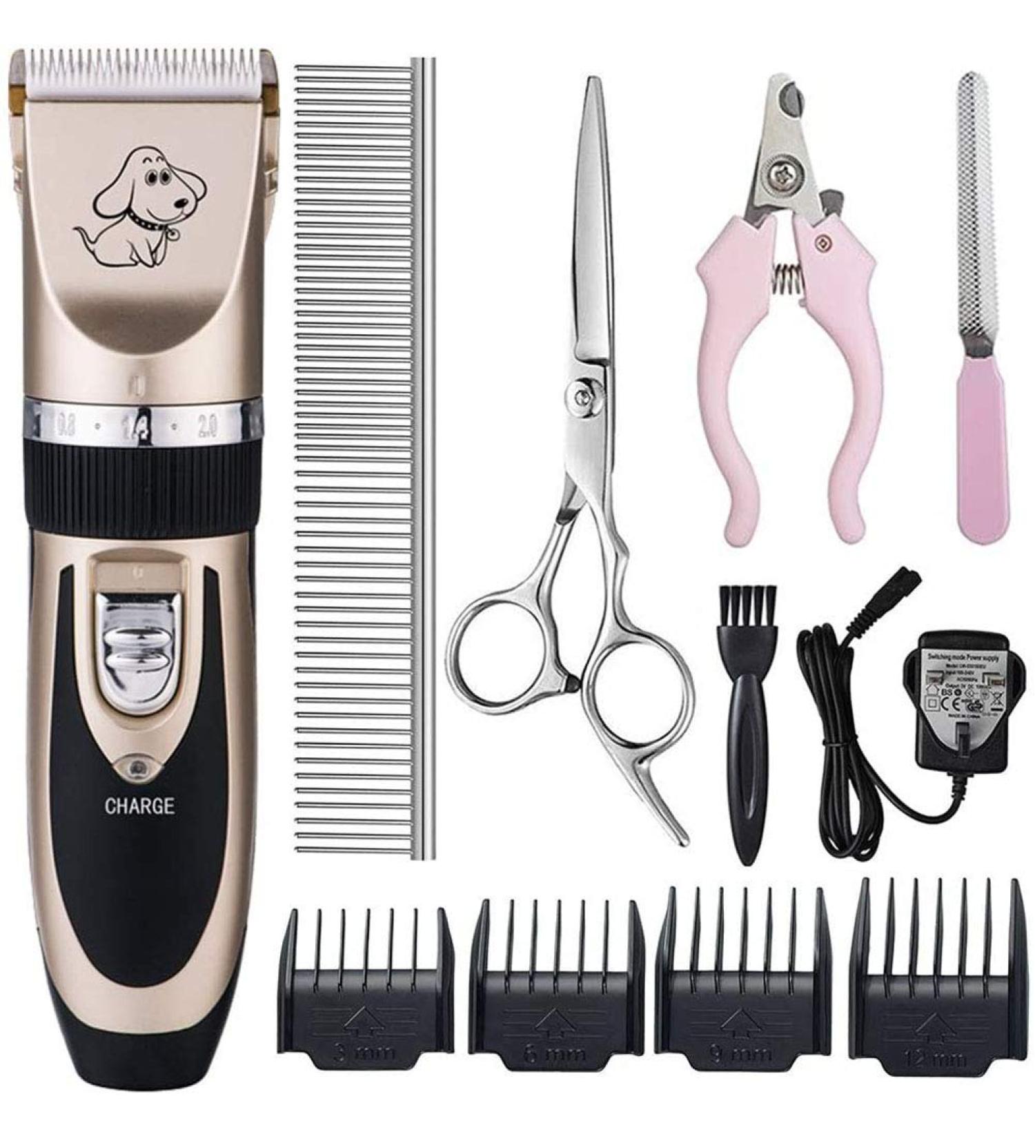 Otstar Dog Clippers Rechargeable Cordless Dog Grooming Clipper Kit for Dogs Cats and Other Animals with Stainless Steel Comb and Scissors Low Noise Low Vibration Dog Shaver (Black and Gold) - Buy Online on GoSupps.com