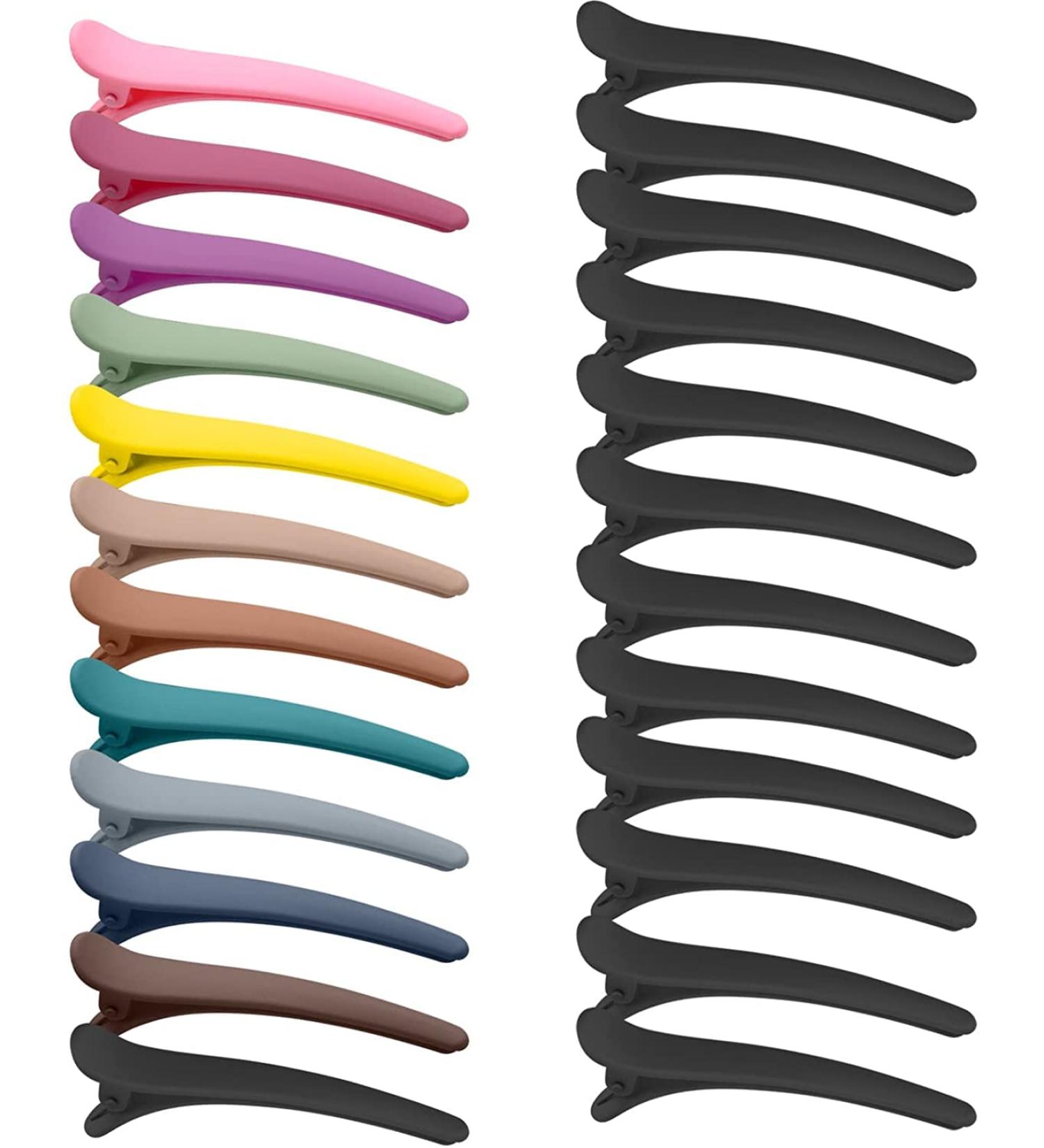 24 Mixed Color Hair Clips - Plastic Combi Clips & Compartment Clamps for Hairdressers - Essential Accessories for Women - Buy Online on GoSupps.com