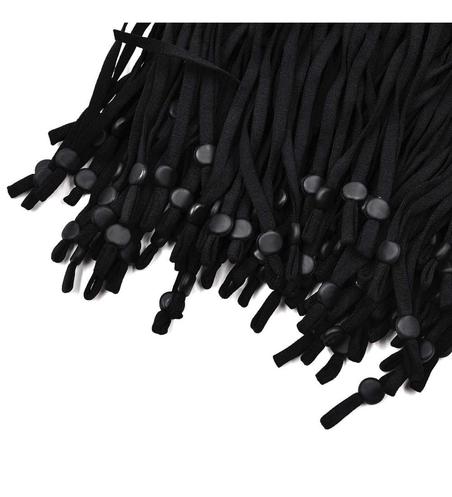 50 Pcs Black Elastic Bands with Adjustable Buckle and Cord Locks for DIY Ear Loops - CaiDieNu - Buy Online on GoSupps.com