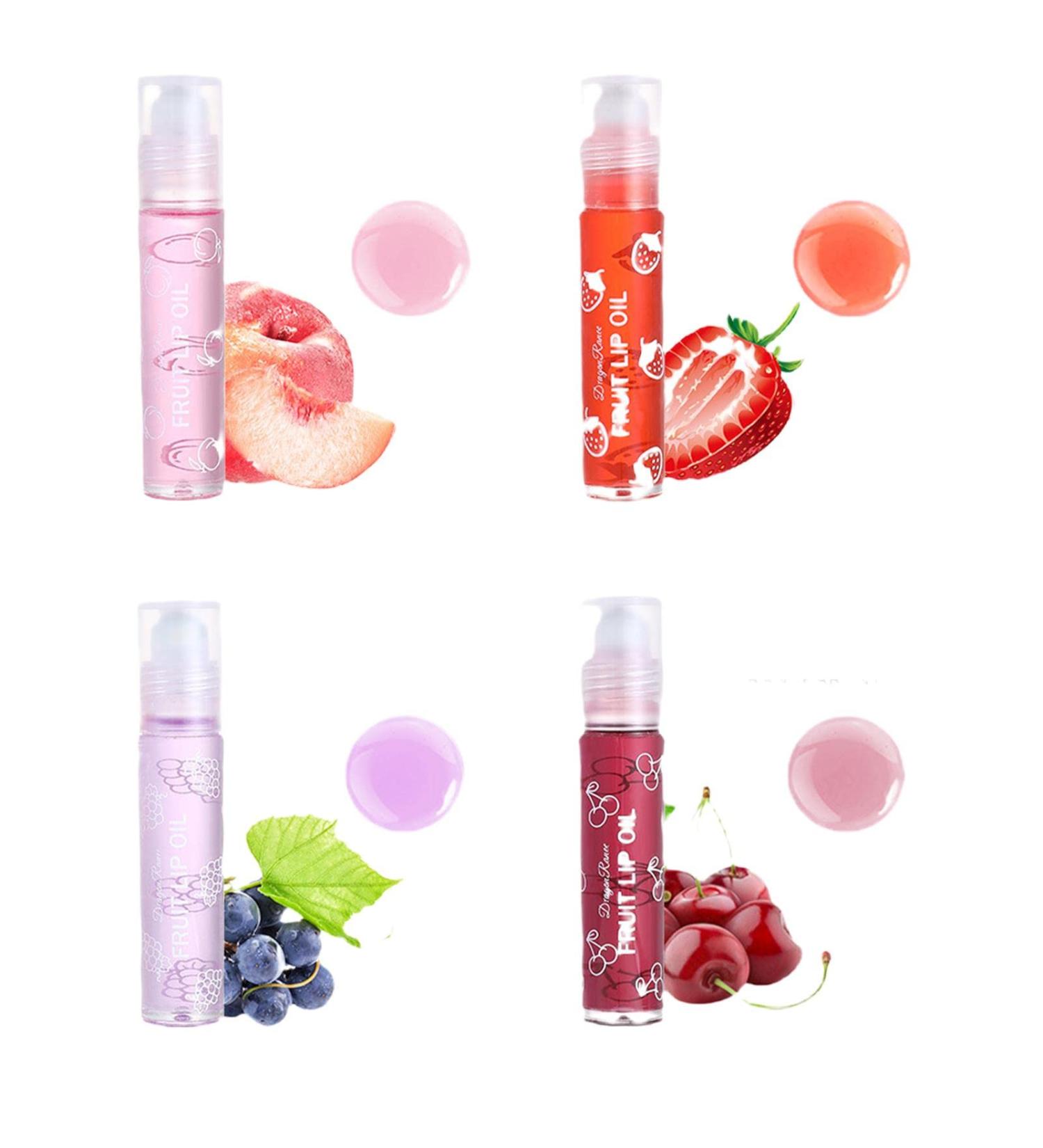Shop 4pcs Fruity Flavors Lip Oil Set for Girls - Long-Lasting Moisturizing Roll-On Lip Gloss - Buy Online on GoSupps.com
