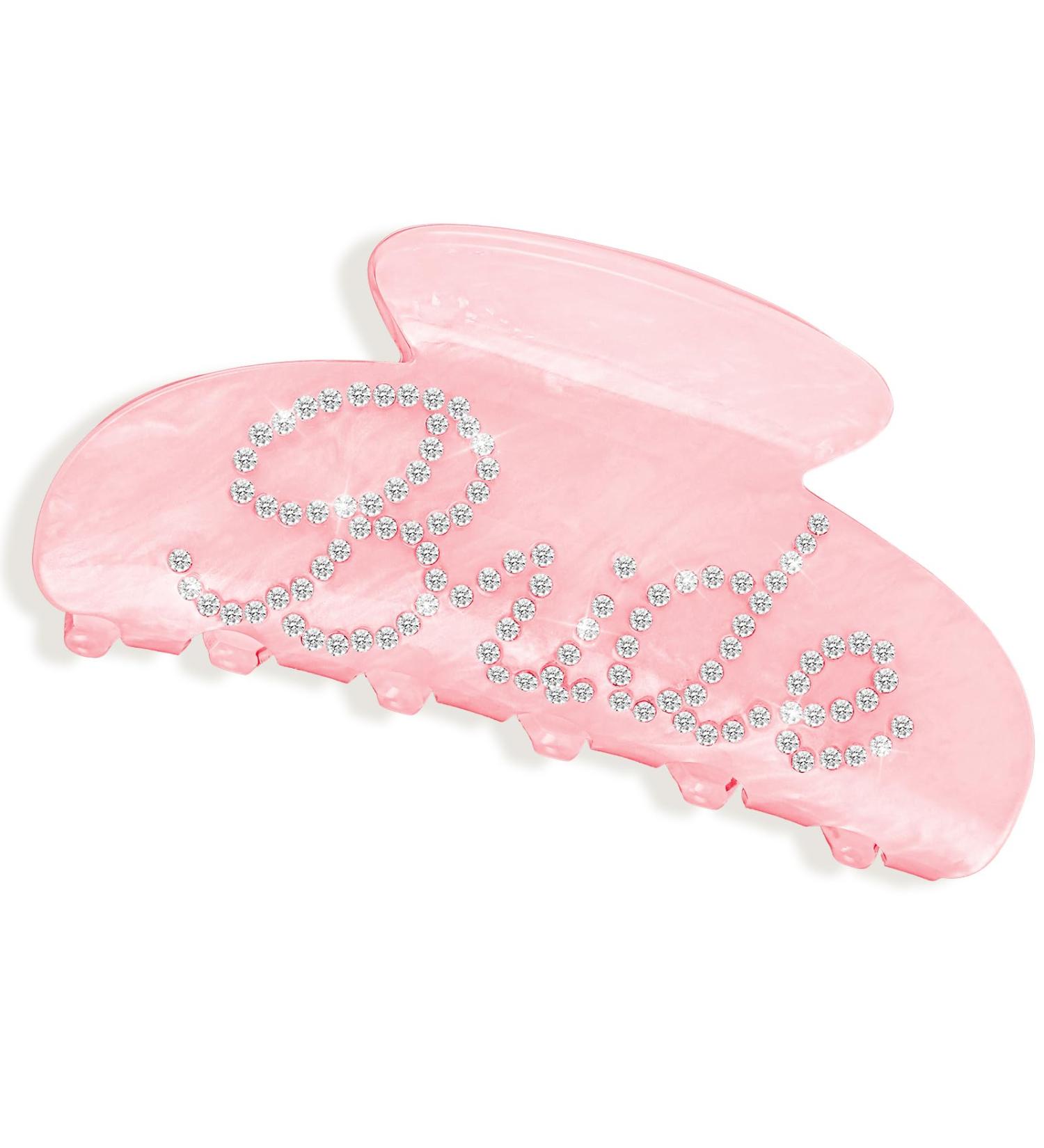 Gjinxi Bride Claw Hair Clip Pink Acrylic Hair Clip with Rhinestone Bride Logo Bride Bridesmaid Gift for Wedding Banana Barrettes Hair Decorations for Bachelorette Party Decorations Bridal Shower - Buy Online on GoSupps.com