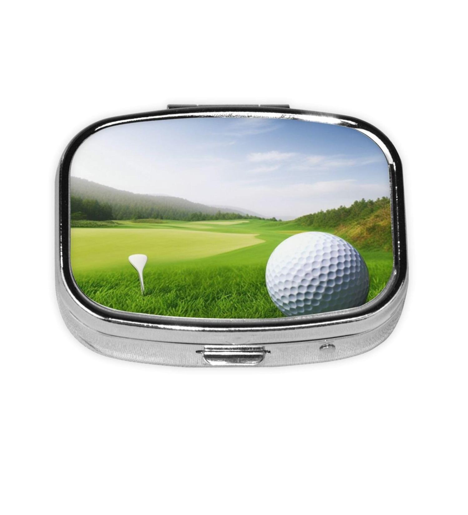 Golf Sport Printed Square Pill Box | Portable Traveling Medicine Organizer for Easy Health Management - Buy Online on GoSupps.com