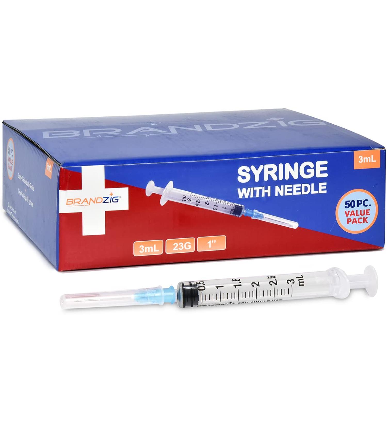 3ml Syringe with Needle - 23G  1" Needle 50-Pack - Buy Online on GoSupps.com