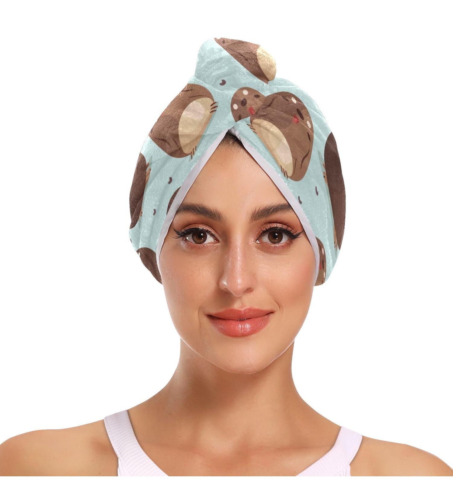 Brown Hamster Hair Towel 2 Pack - Super Absorbent Quick Dry Hair Turbans for Women & Girls | Perfect Hair Drying Solution - Buy Online on GoSupps.com