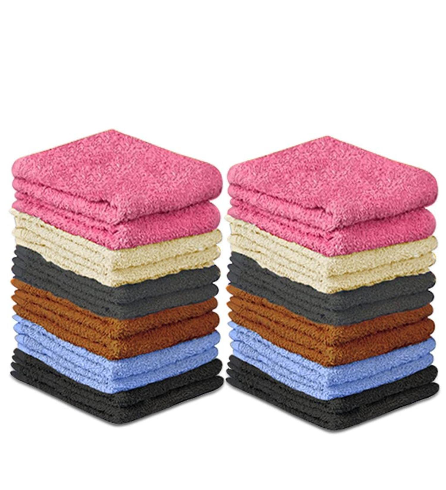 QUBA LINEN 100% Cotton Wash Cloth Set - Pack of 24 | Highly Absorbent and Soft Face Cloths | Fingertip Towels - 12x12 (24 Pack) - Buy Online on GoSupps.com