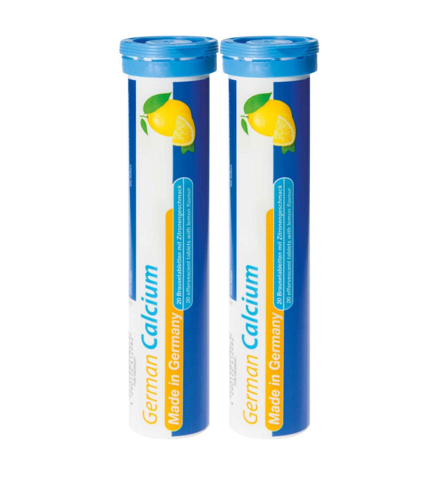 Calcium Effervescent Tablets 500 mg - Lemon Flavor - 2x20 Pieces - T&D Pharma - Made in Germany - Buy Online on GoSupps.com